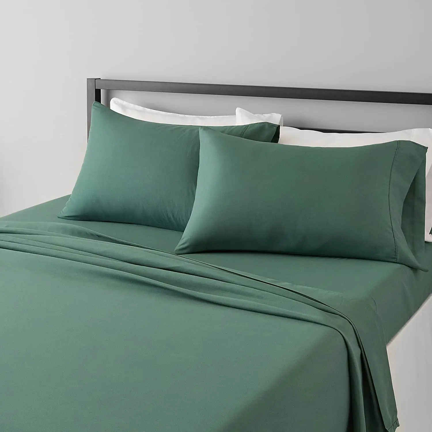 Queen Bed Sheet Set Microfiber, 36 cm Deep Pockets Lightweight Super Soft Easy Care Emerald Green