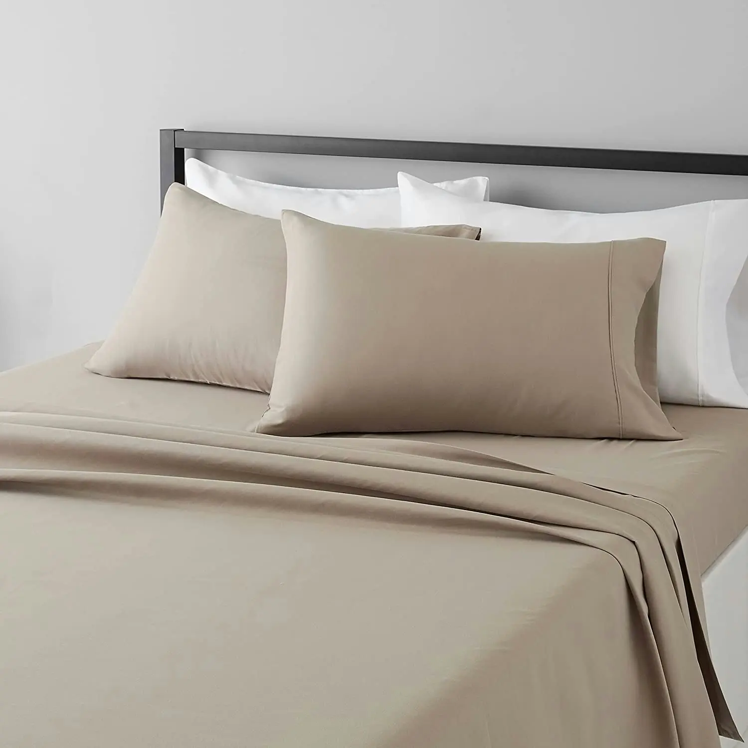 Queen Size Microfiber Bed Sheet Set Lightweight Super Soft Easy Care, 36 cm Deep Pockets Taupe