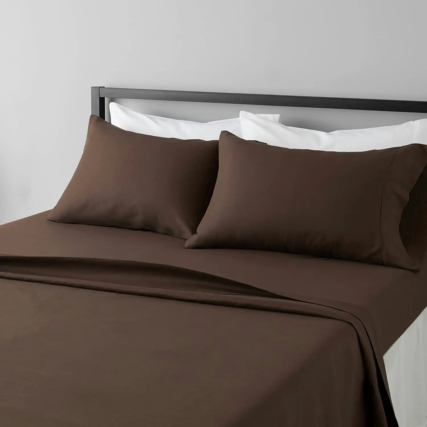 King Size Microfiber Bed Sheet Set Lightweight Super Soft Easy Care, 36 cm Deep Pockets Chocolate