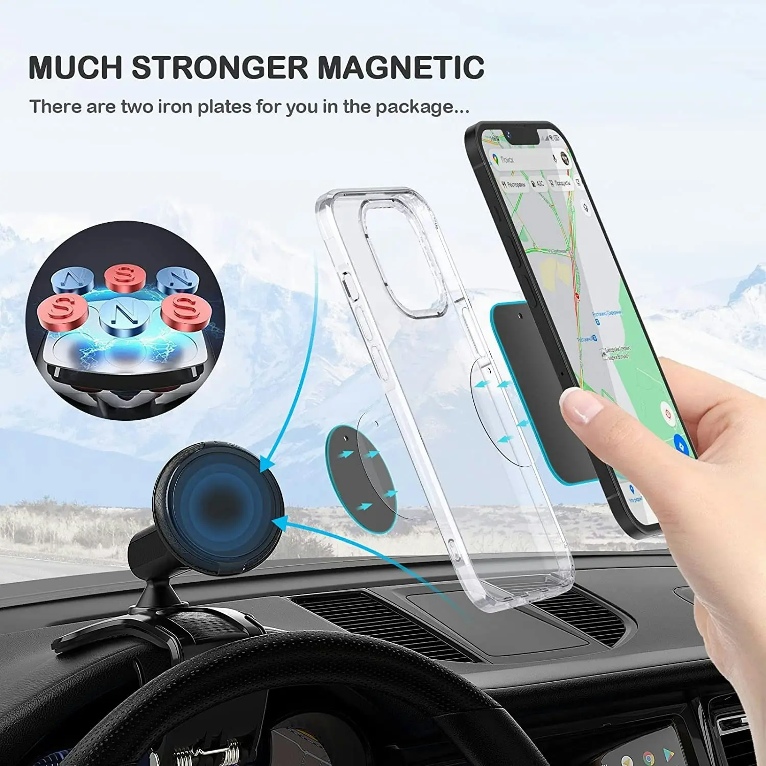 Cell Phone Stand for Car - Magnetic Car Phone Mount Universal Holder iPhone Samsung Huawei Xiaomi