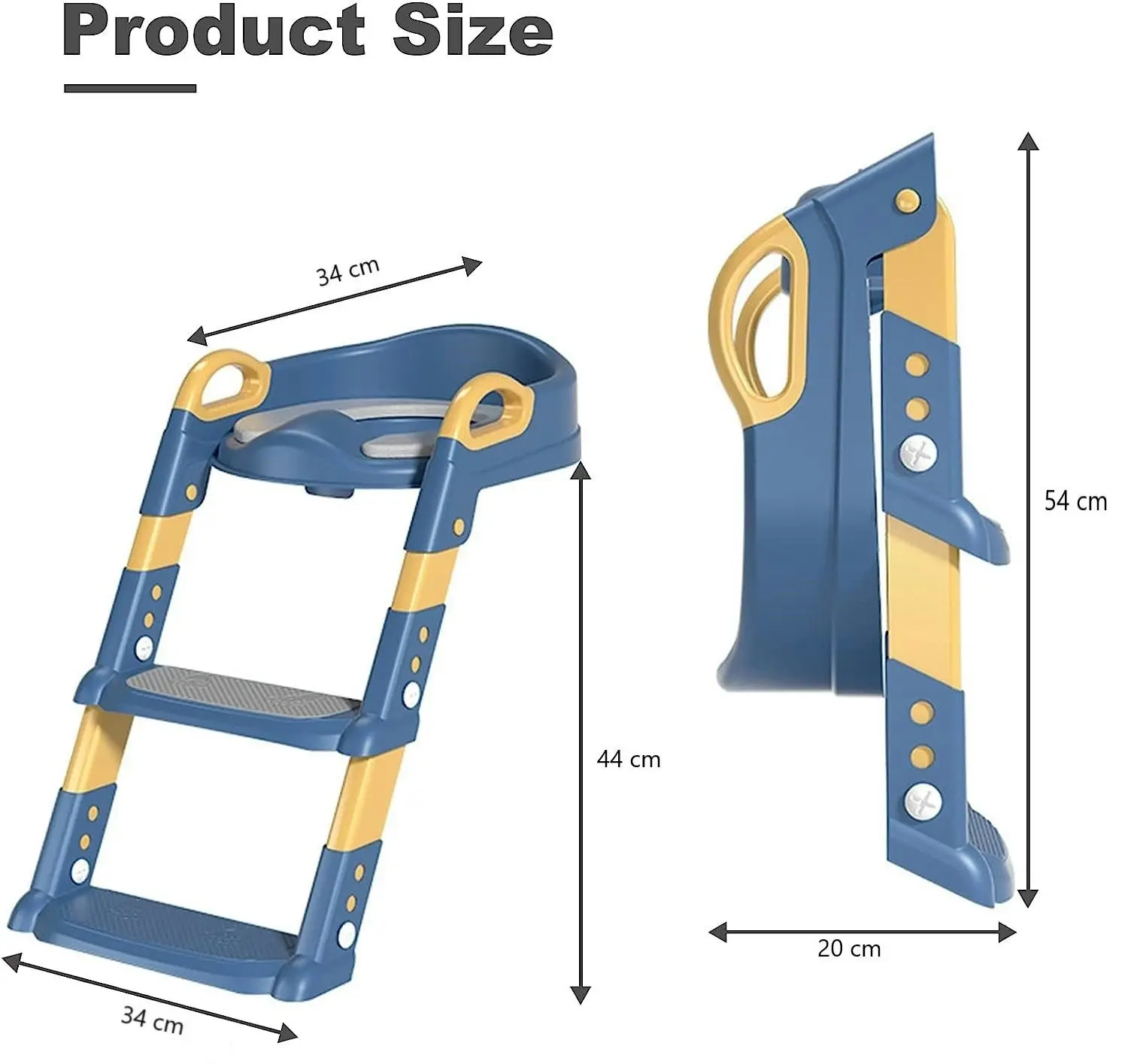 Potty Training Seat Step Stool Ladder for Kids Boys Girls, Comfy Safe Anti-Slip Pads Folding Ladder Blue