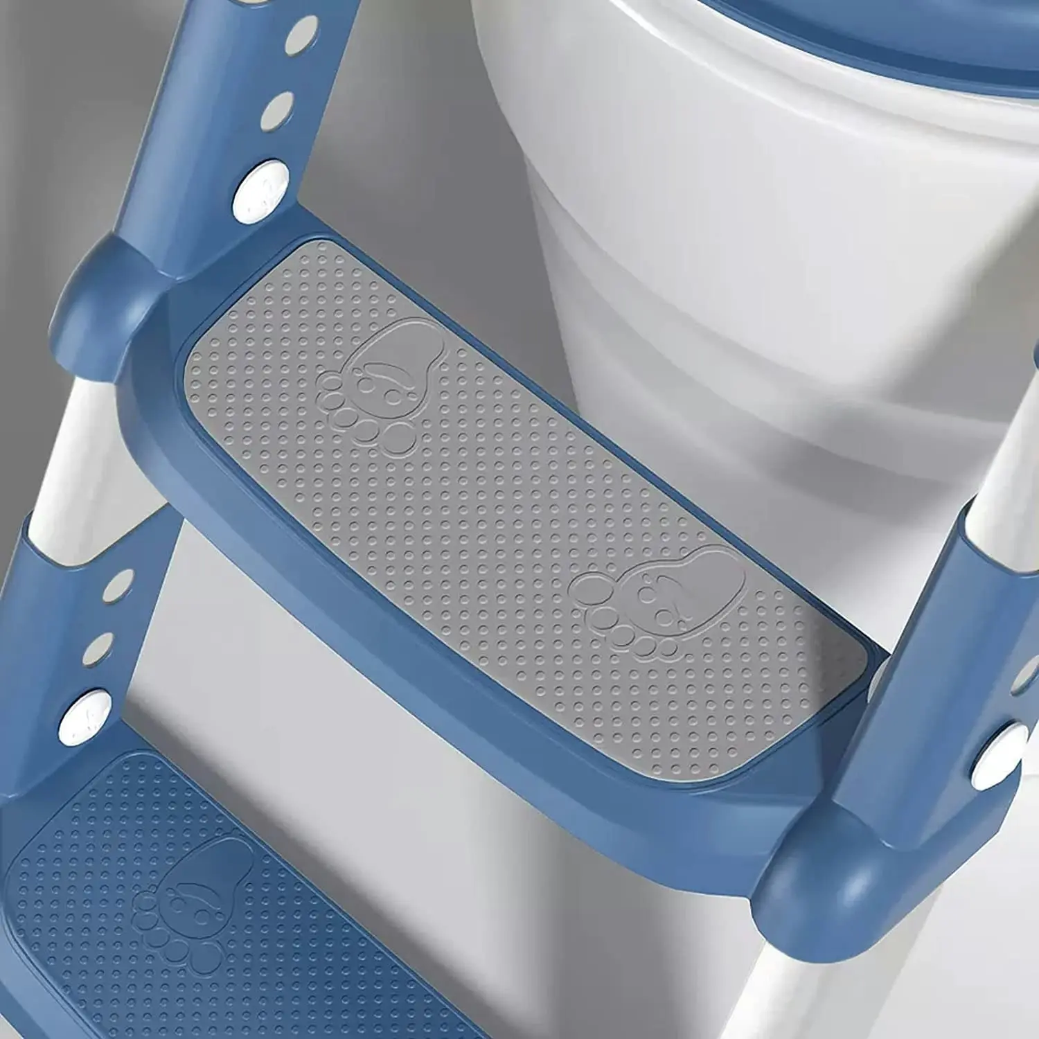 Potty Training Seat Step Stool Ladder for Kids Boys Girls, Comfy Safe Anti-Slip Pads Folding Ladder Blue