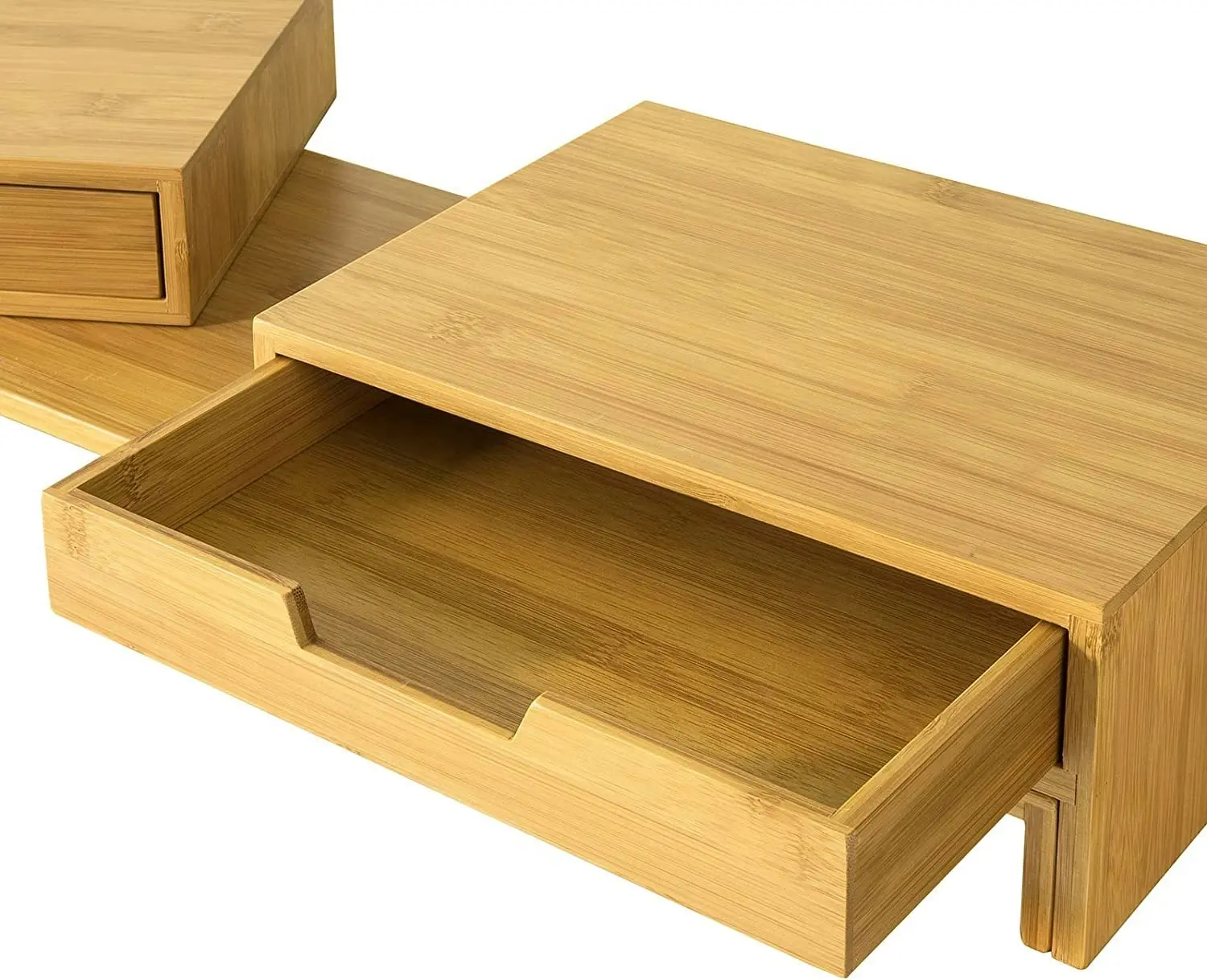 Bamboo 2-Drawer Monitor Stand - Desk Organizer for 2 Screens