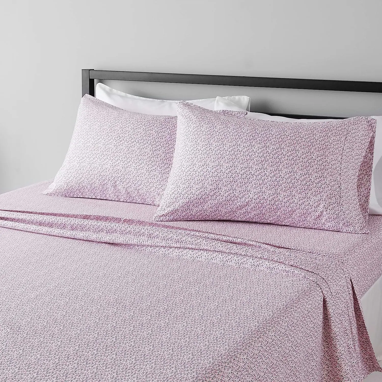 King Size Microfiber Bed Sheet Set, Lightweight Super Soft, 36 cm Deep Pockets, Easy Care, Pink Mini Floral