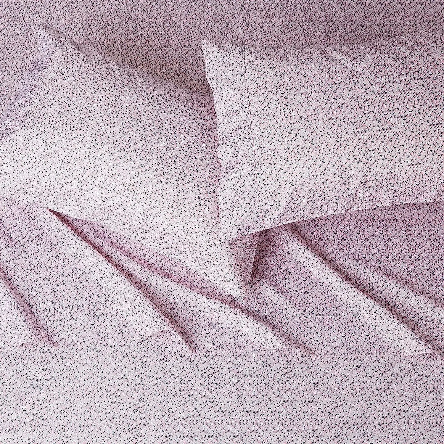 King Size Microfiber Bed Sheet Set, Lightweight Super Soft, 36 cm Deep Pockets, Easy Care, Pink Mini Floral