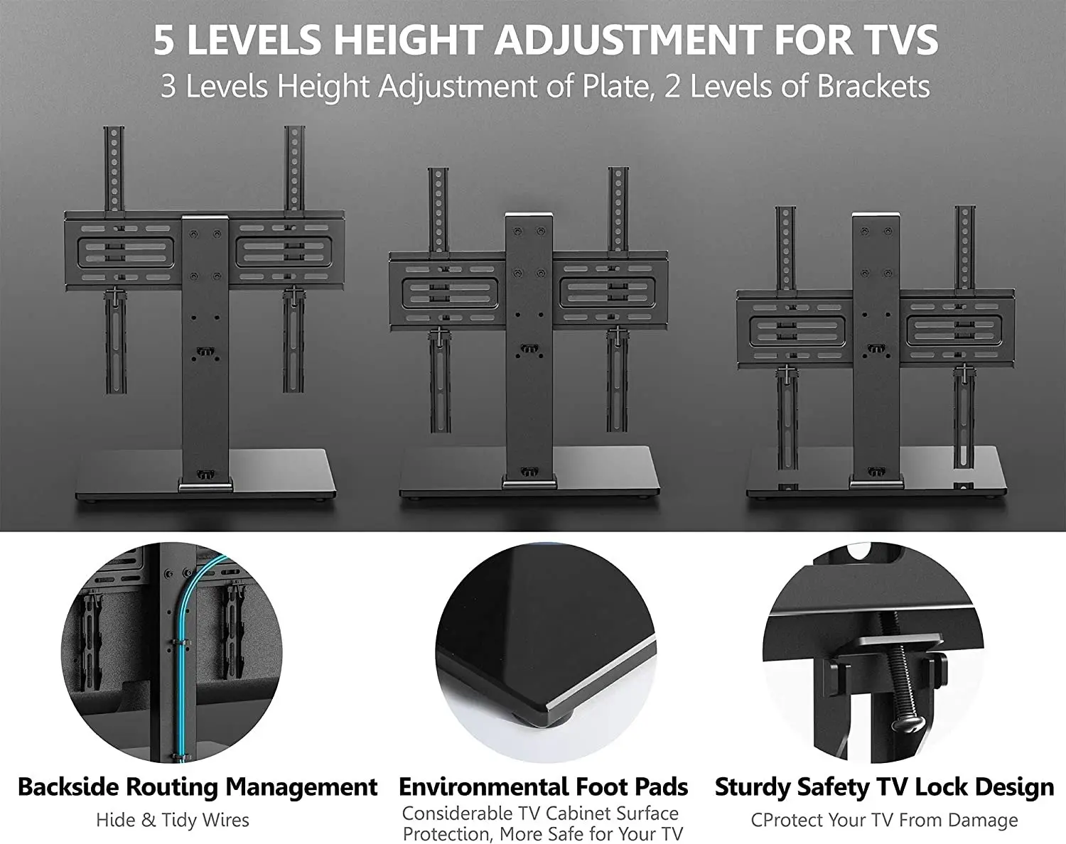 TV Stand with Anti-Tip Strap for 26-55 inch