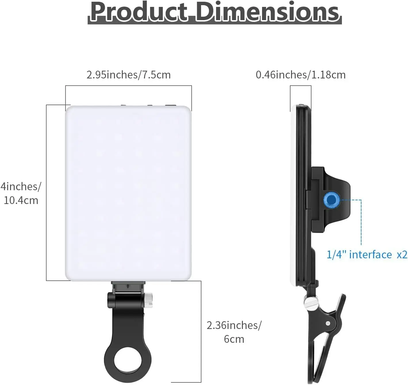 LED Selfie Light, 60 LED 2000mAh Rechargeable, 3 Light Modes, Phone/Tablet/Laptop Clip On, Zoom Call TikTok Video Fill Light