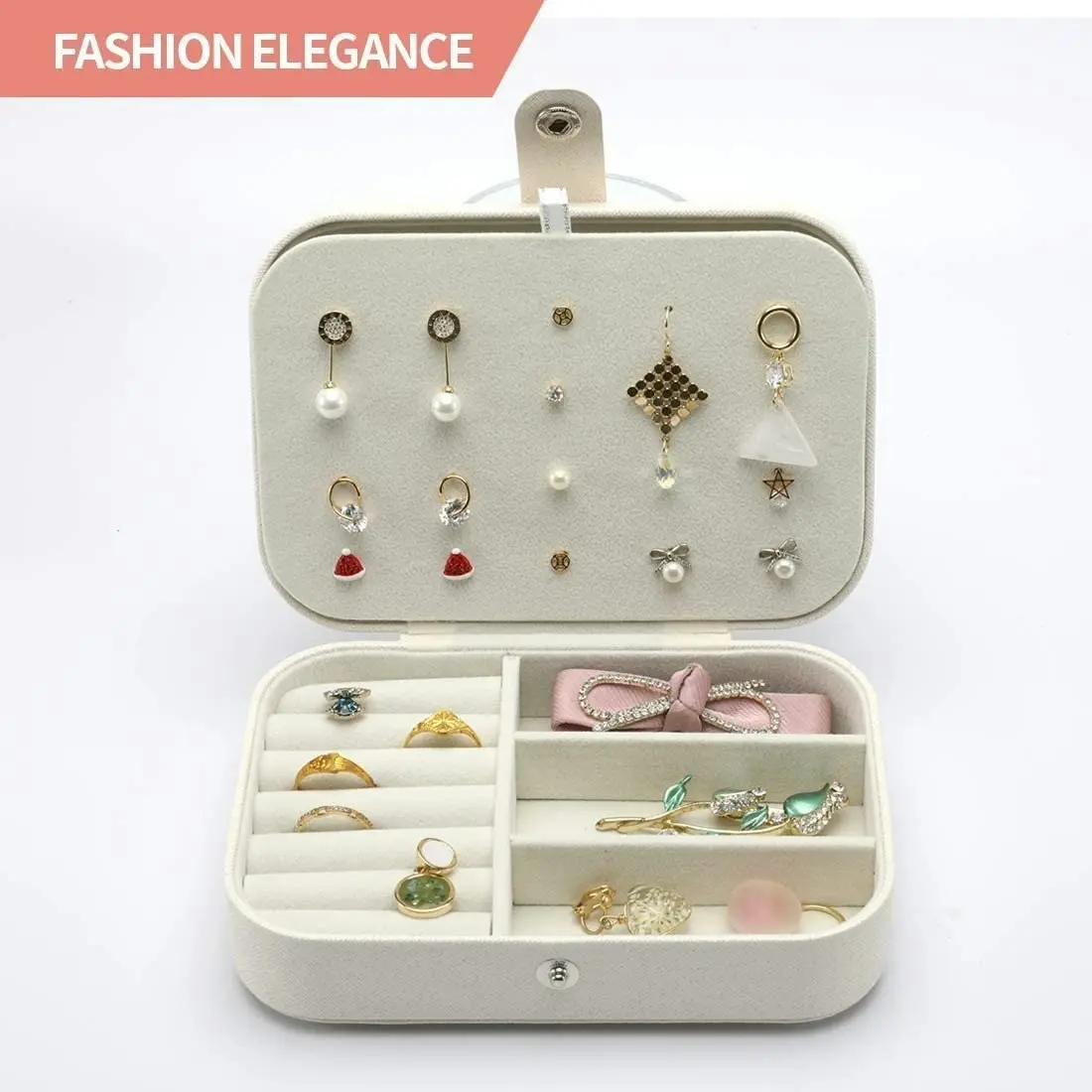 Portable Travel Jewelry Case (White)