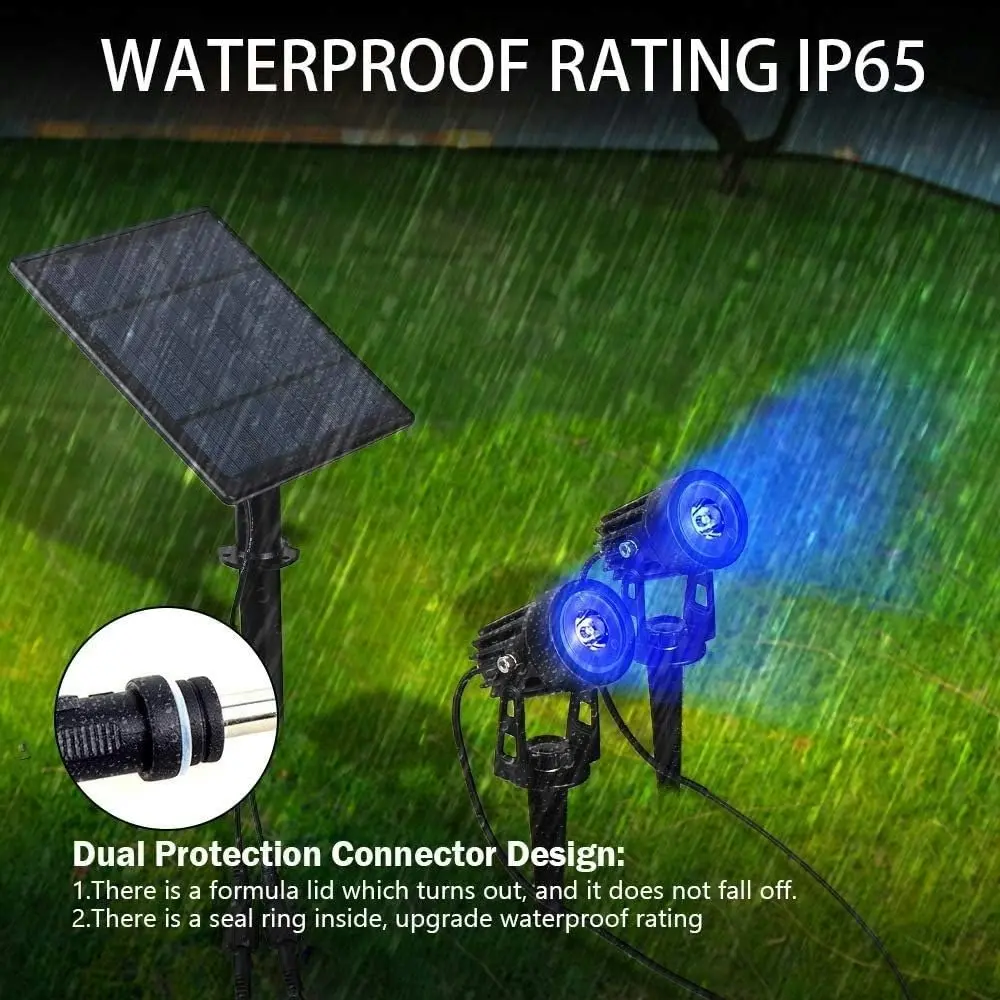 Outdoor Solar Spot Lights LED, 2in1 Landscape Spotlight Blue IP65 Waterproof Security Light