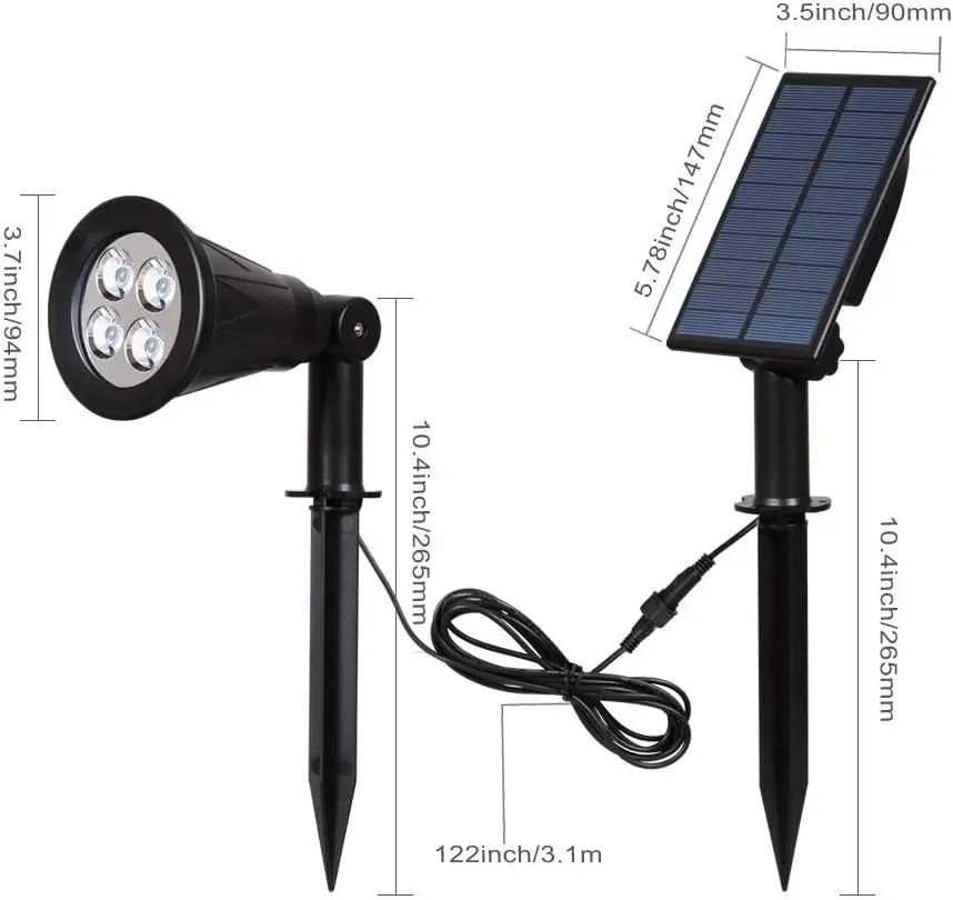 Outdoor Solar Lights, 4 LED, Waterproof, Dark Sensing, Auto On/Off, 180Ã‚Â° Adjustable, Security Night Lamp, Tree Patio Yard