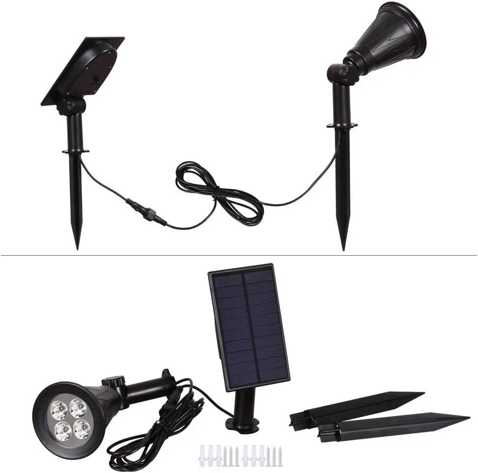 Outdoor Solar Lights, 4 LED, Waterproof, Dark Sensing, Auto On/Off, 180Ã‚Â° Adjustable, Security Night Lamp, Tree Patio Yard