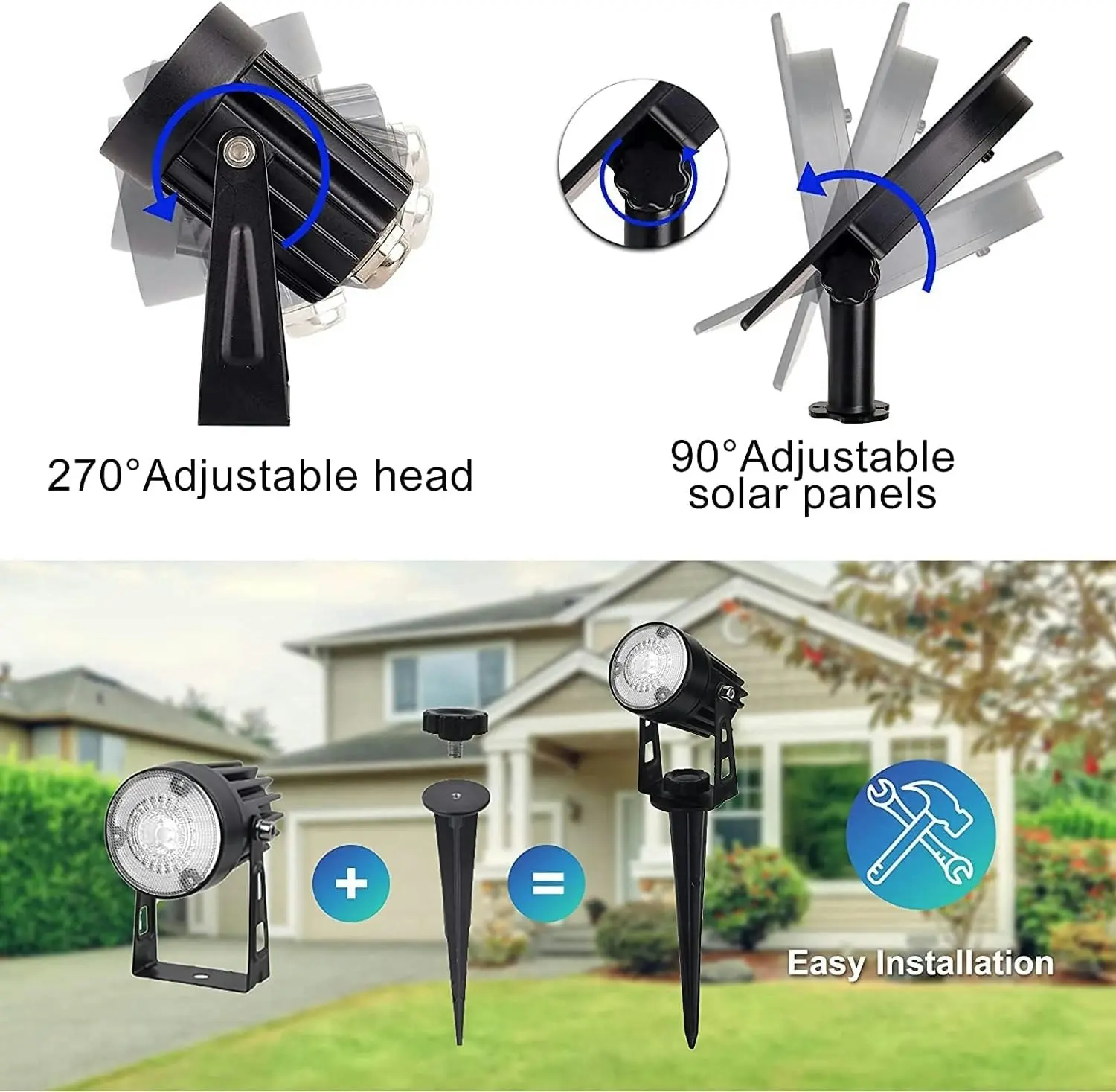 Solar Spotlights Outdoor, 5W Solar Lights, 5 Pack Headlights IP65 Waterproof