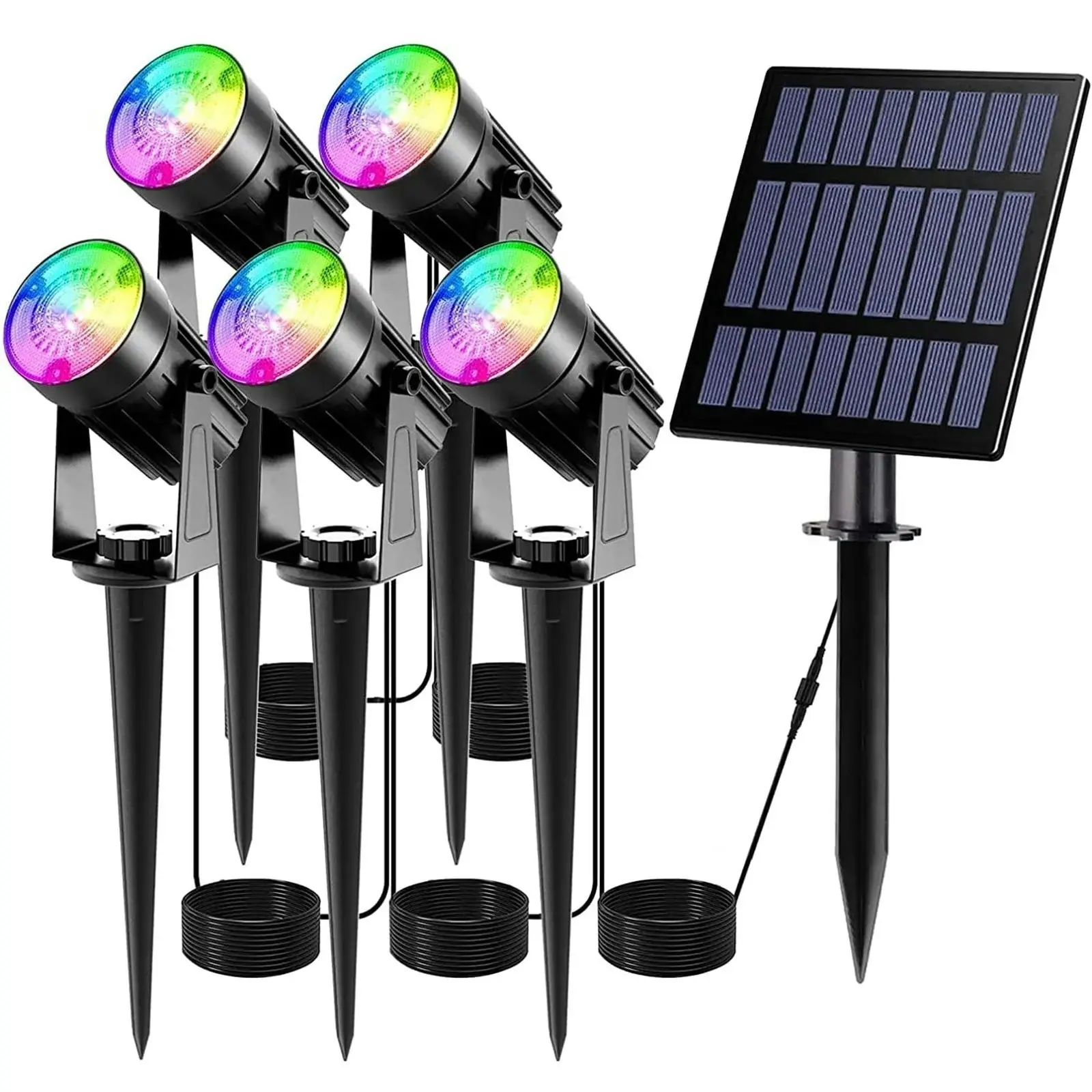 Solar Spotlights Outdoor, 5W Solar Lights, 5 Pack Headlights IP65 Waterproof