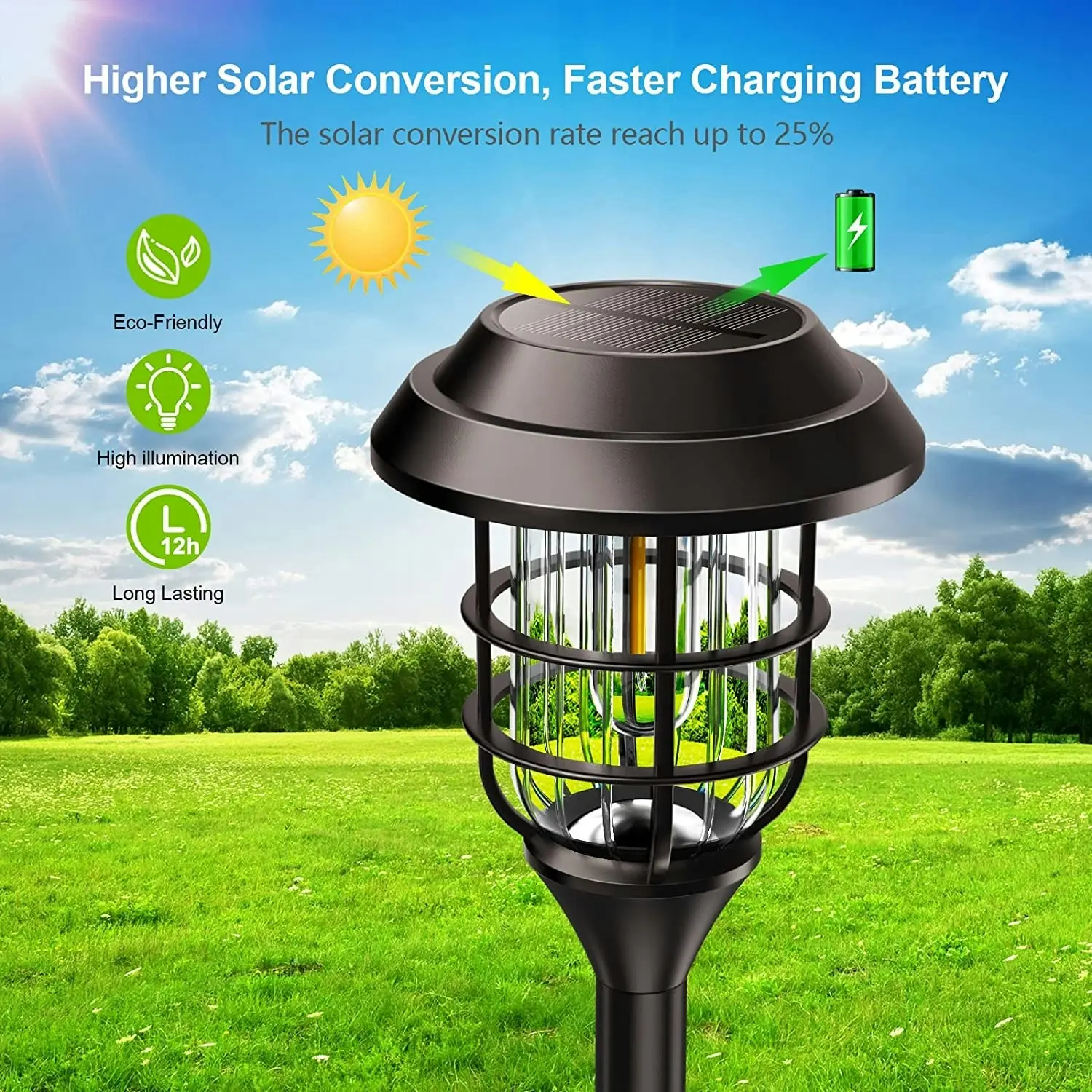 8 Pack Solar Pathway Lights Outdoor, Bright IP65 Waterproof Auto On/Off Garden Lights Solar Powered Landscape Yard Patio Walkway Driveway