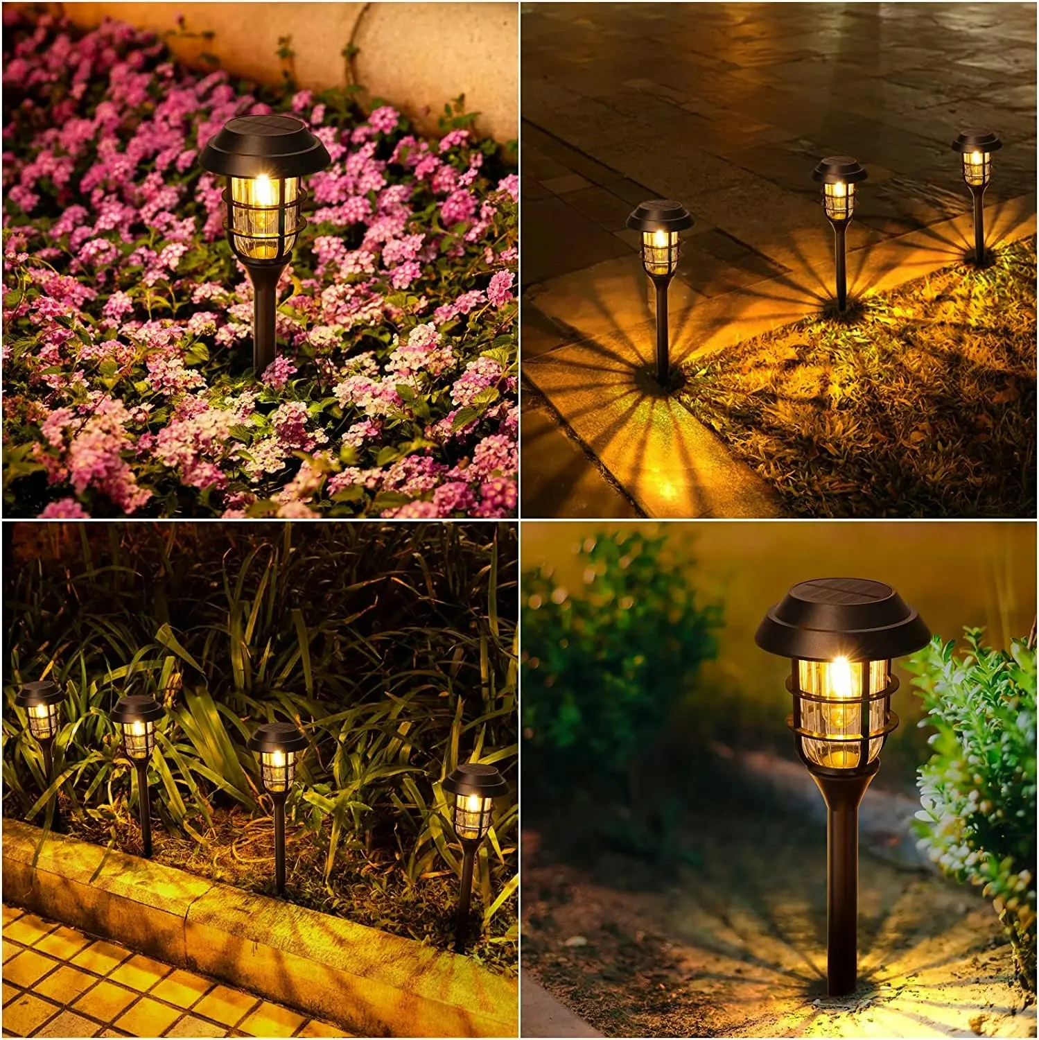 8 Pack Solar Pathway Lights Outdoor, Bright IP65 Waterproof Auto On/Off Garden Lights Solar Powered Landscape Yard Patio Walkway Driveway