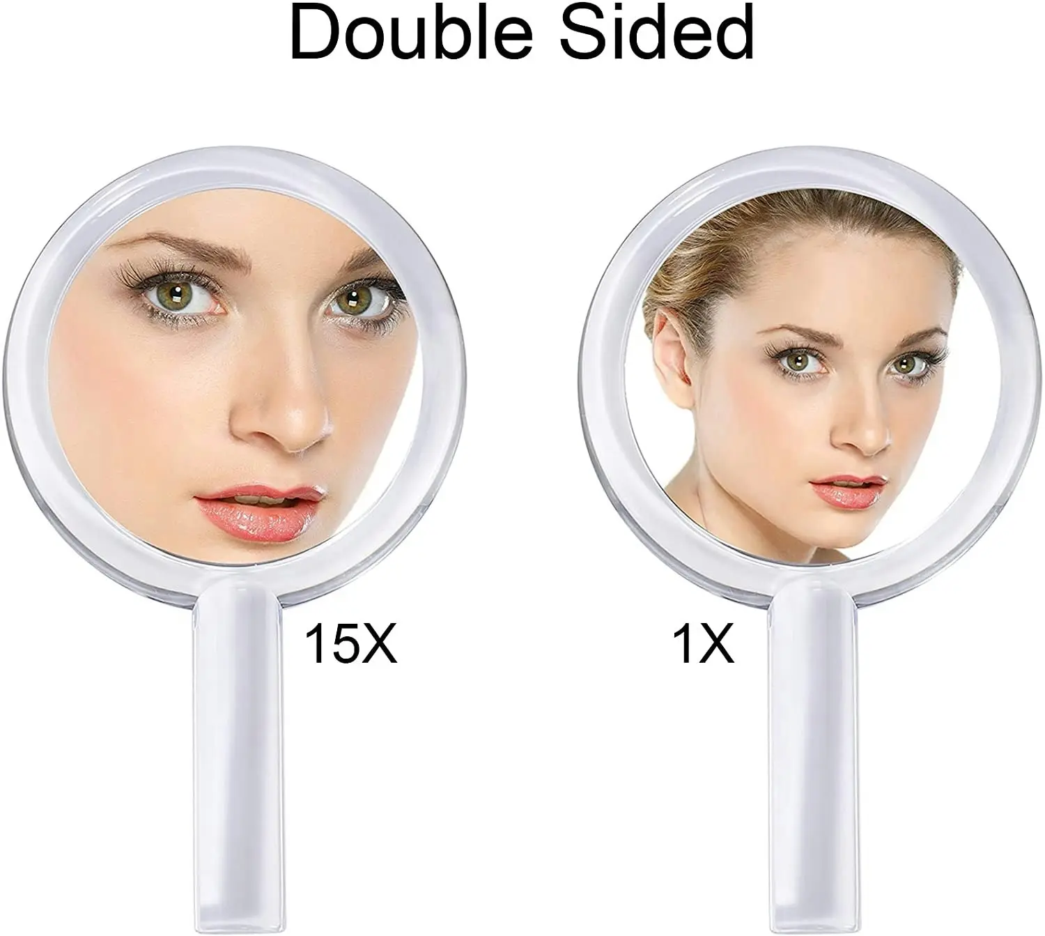 20X Magnifying Hand Mirror Two Sided Use for Makeup Application (15 cm, Silver)