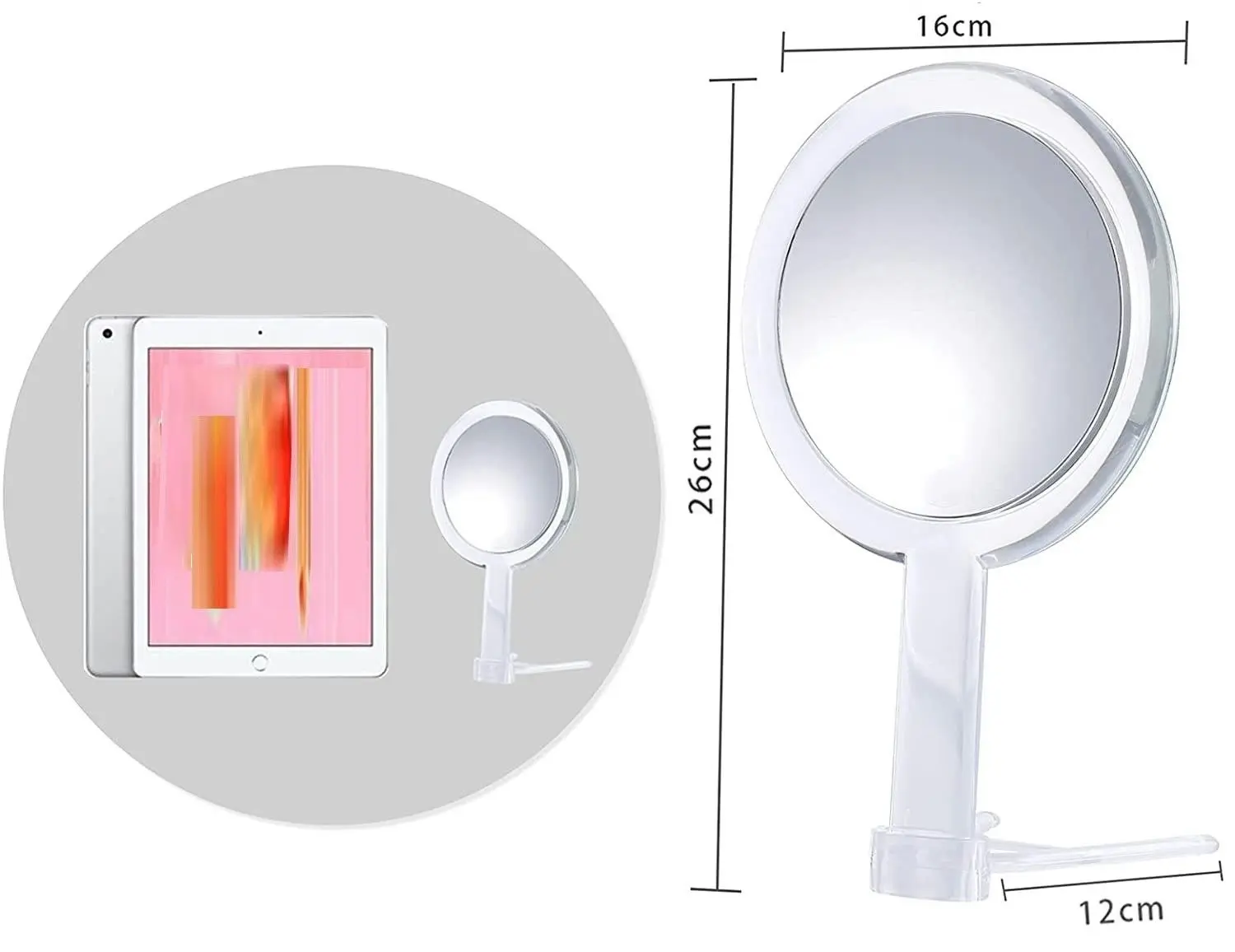 20X Magnifying Hand Mirror Two Sided Use for Makeup Application (15 cm, Silver)