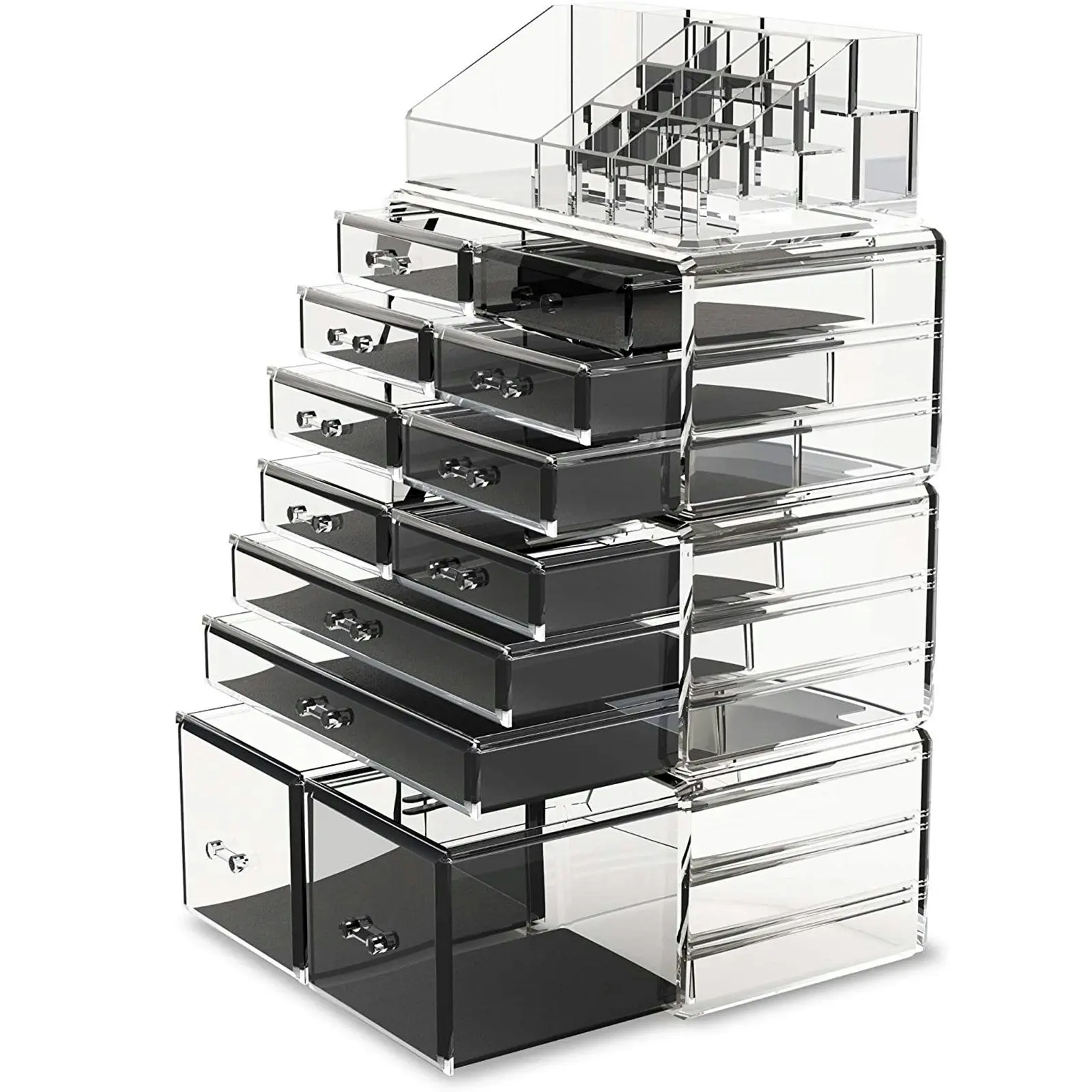 Makeup Cosmetic Organizer Storage with 12 Drawers Display Boxes (Clear)