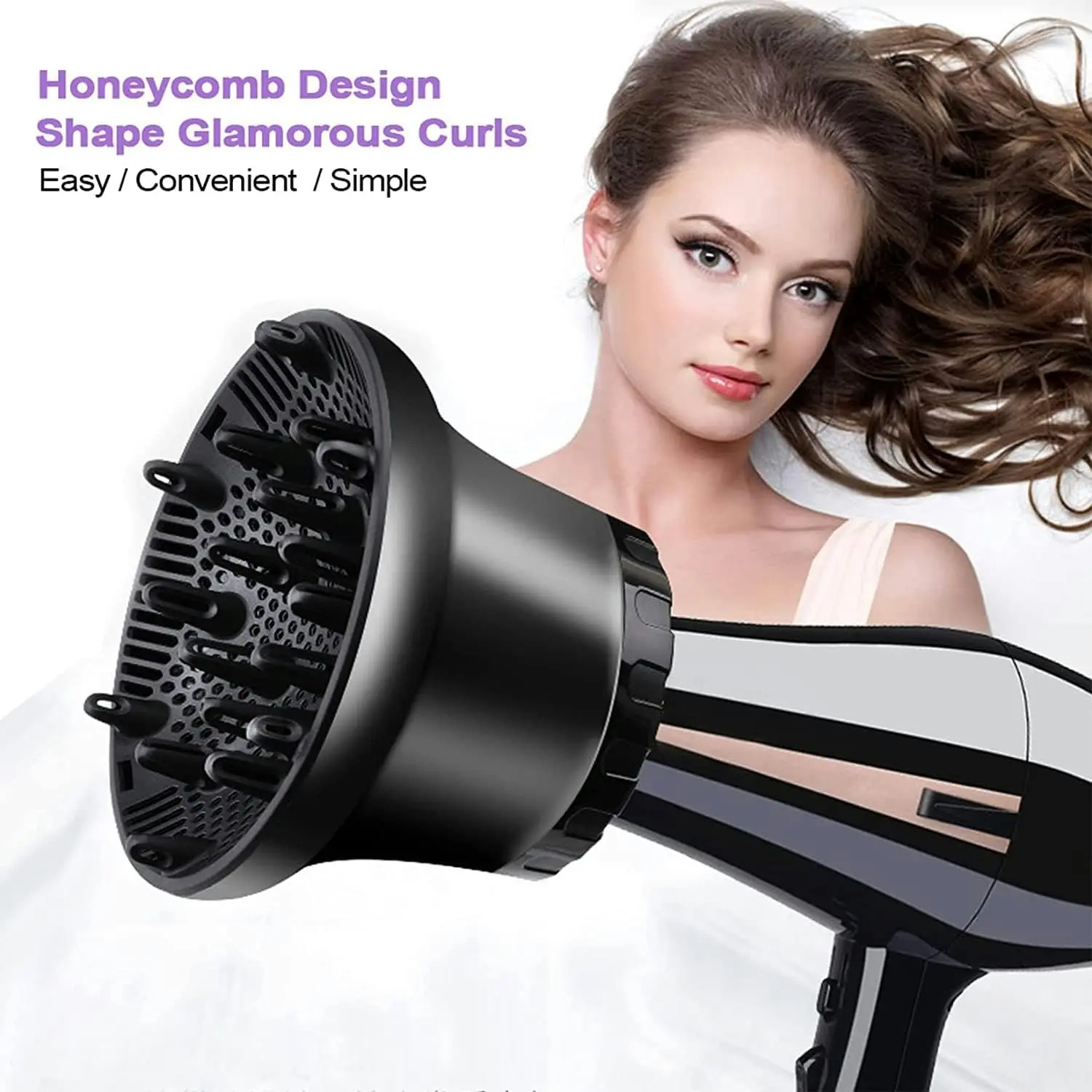 Universal Hair Diffuser, Adjustable Nozzle for Curly/Wavy Hair Styling, 3,5-6,6 cm