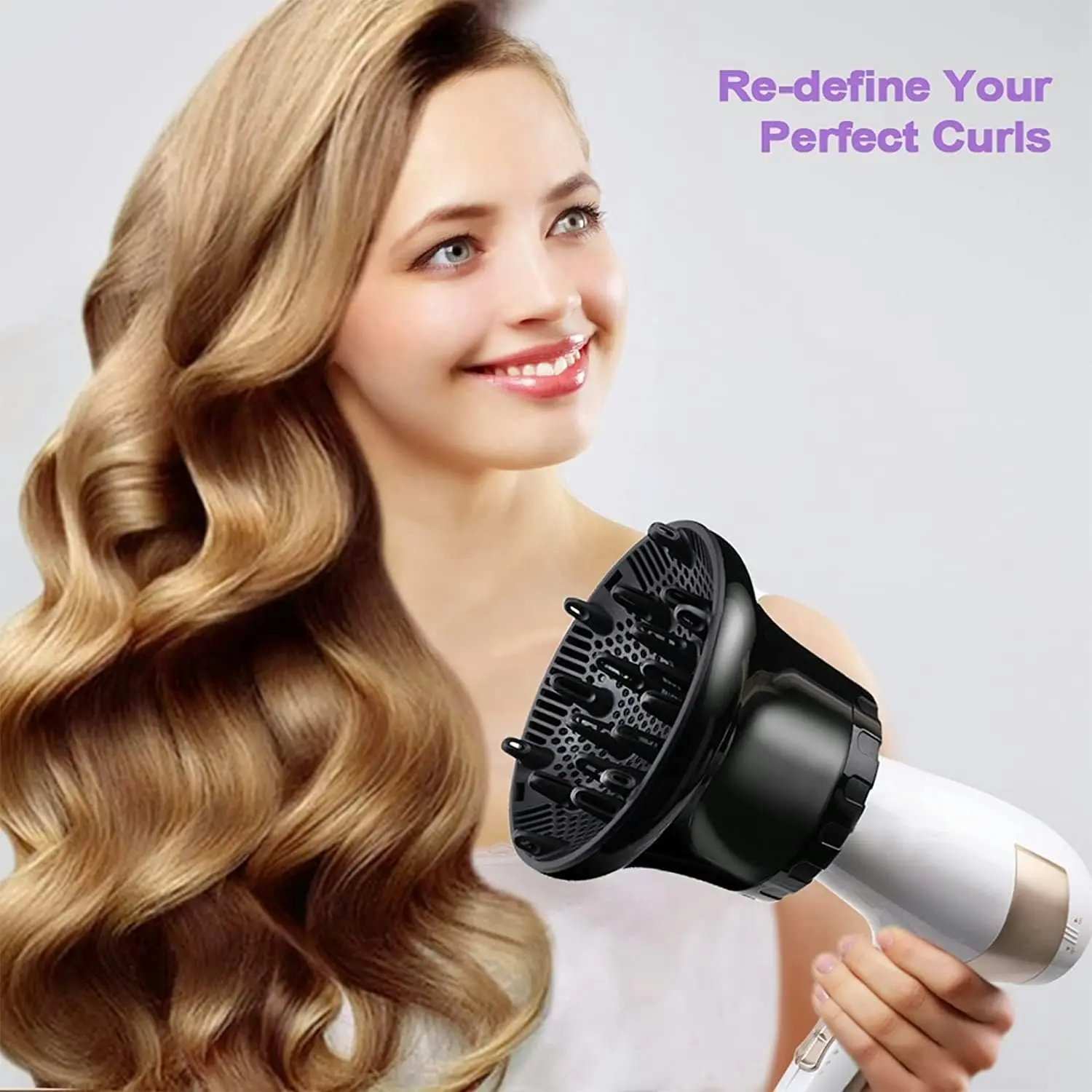 Universal Hair Diffuser, Adjustable Nozzle for Curly/Wavy Hair Styling, 3,5-6,6 cm