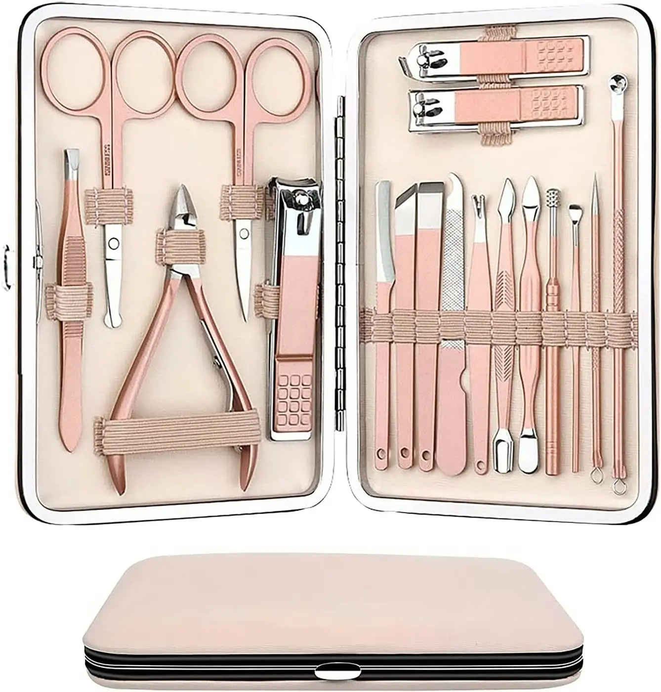 18 in 1 Manicure Set Stainless Steel Professional Pedicure Set Women Nail Clippers Rose Gold Scissors File