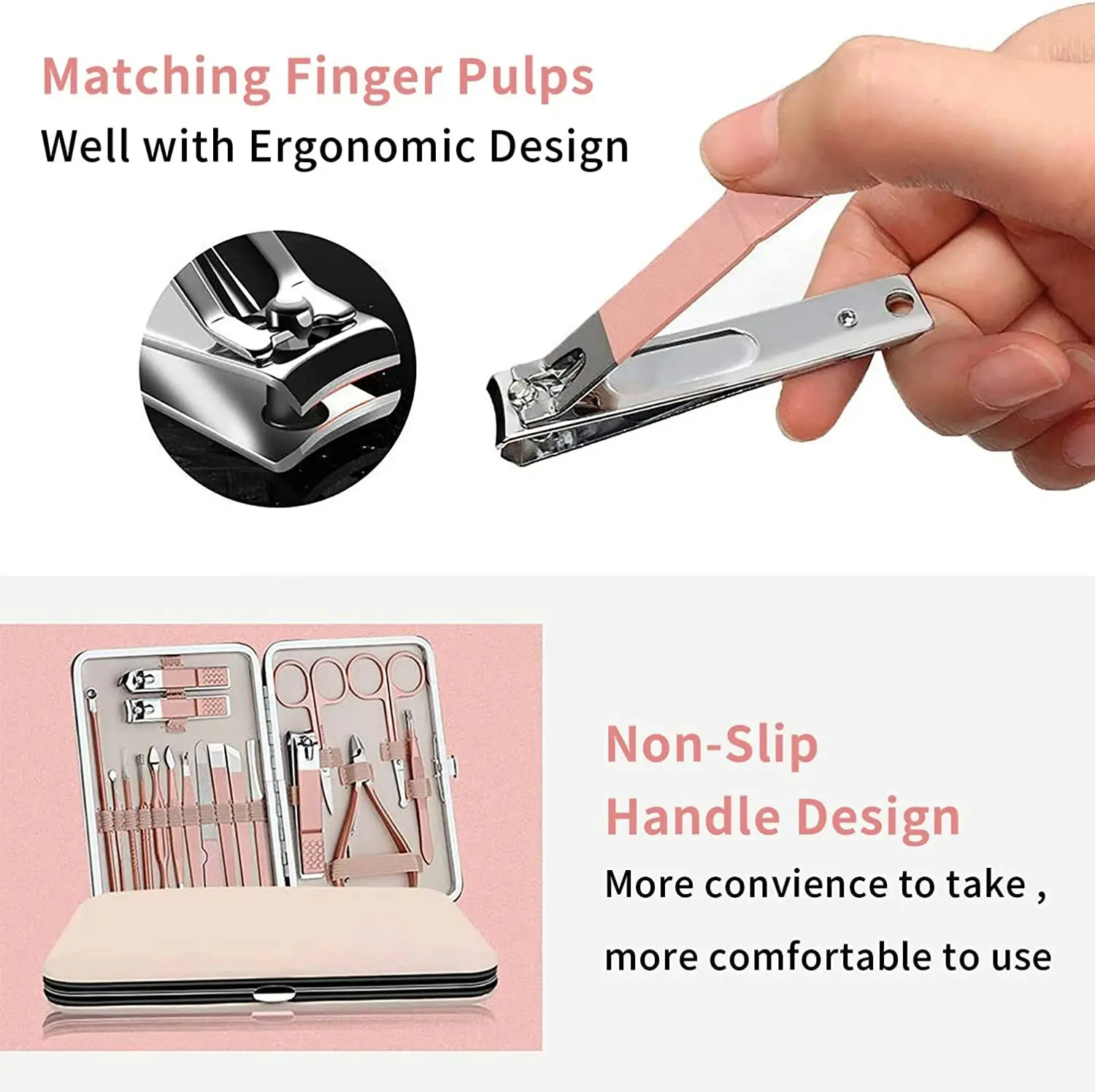 18 in 1 Manicure Set Stainless Steel Professional Pedicure Set Women Nail Clippers Rose Gold Scissors File