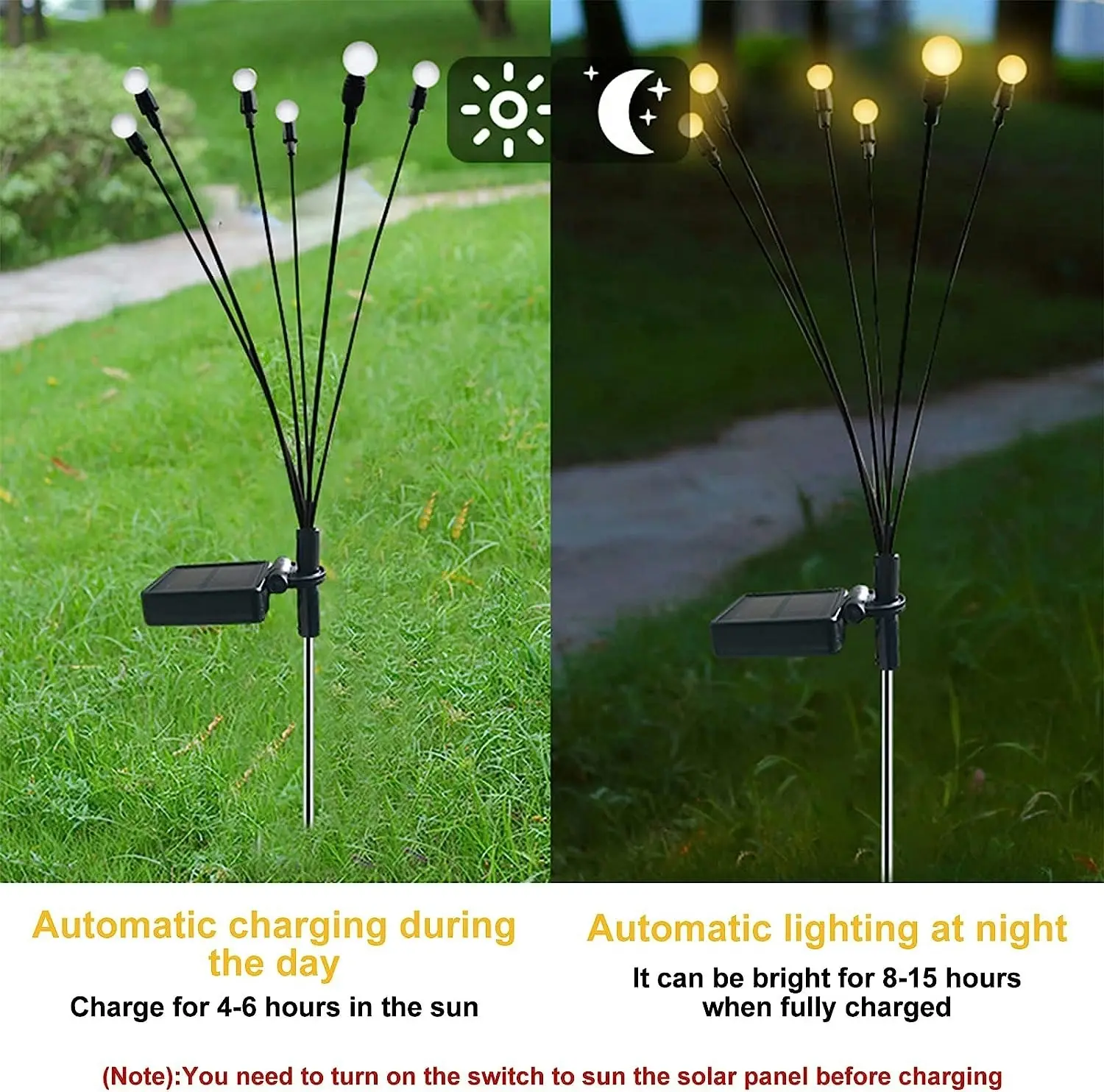 Solar Powered Firefly Lights Outdoor Waterproof Starburst Garden Lights Warm White