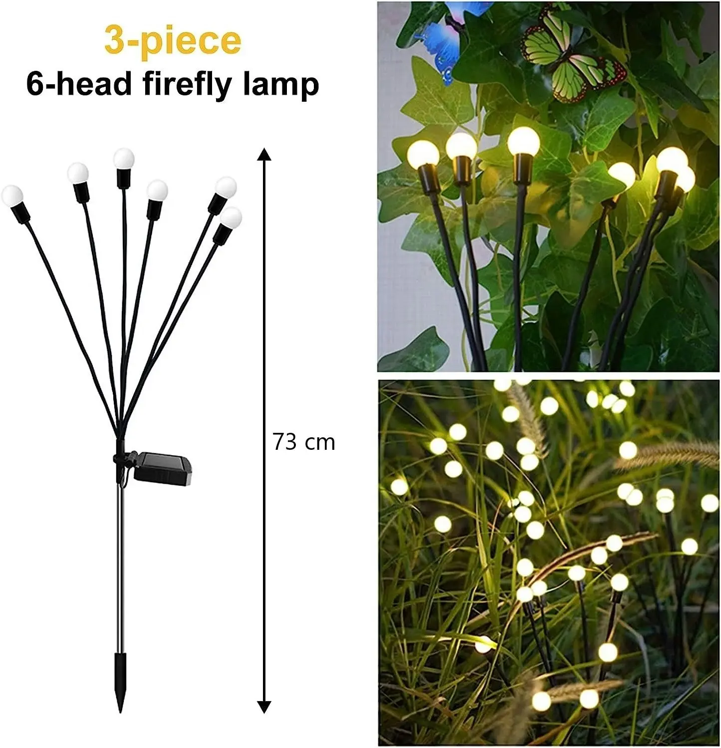 Solar Powered Firefly Lights Outdoor Waterproof Starburst Garden Lights Warm White