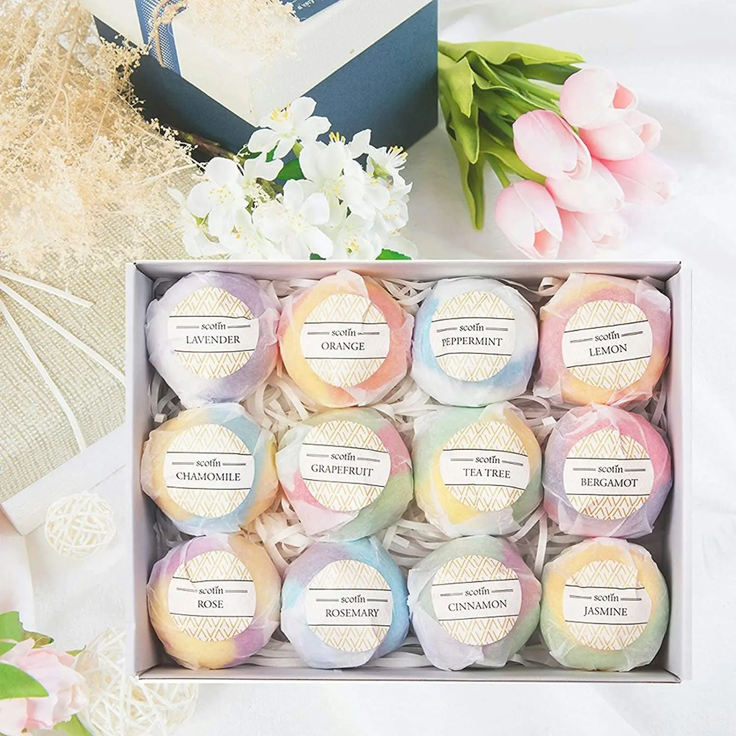 12 Pcs Handmade Bath Bombs Set with natural essential oil