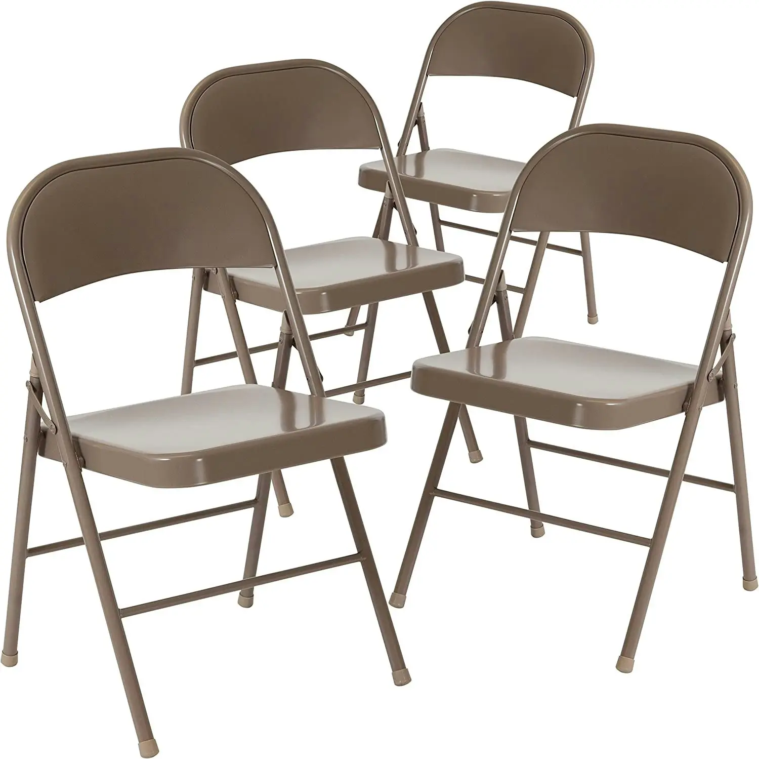 4 Pack Double Braced Folding Chair, Metal, (Beige)