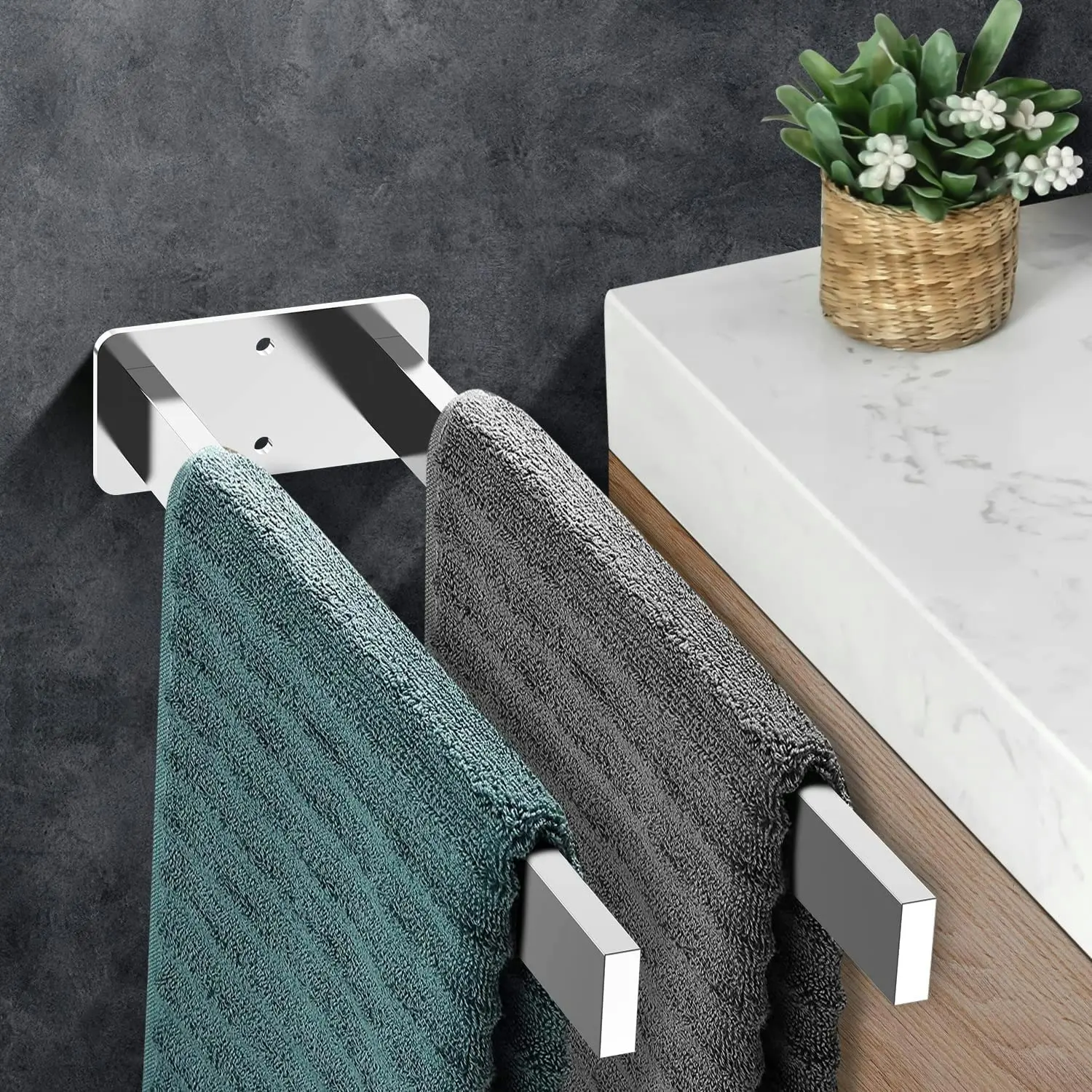 Two Bars towel rack (Brushed Silver)