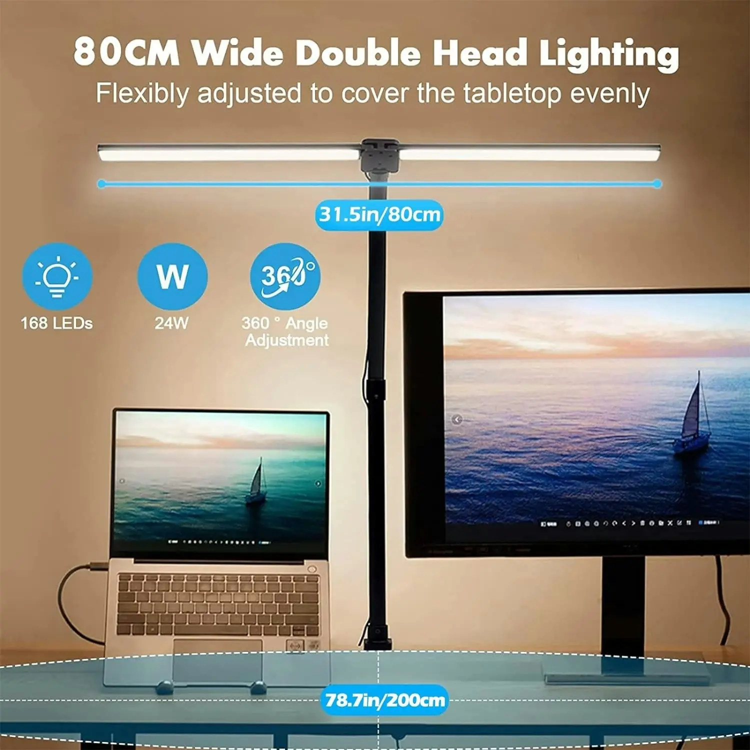 LED Desk Lamp Double Head 24W 5 Color