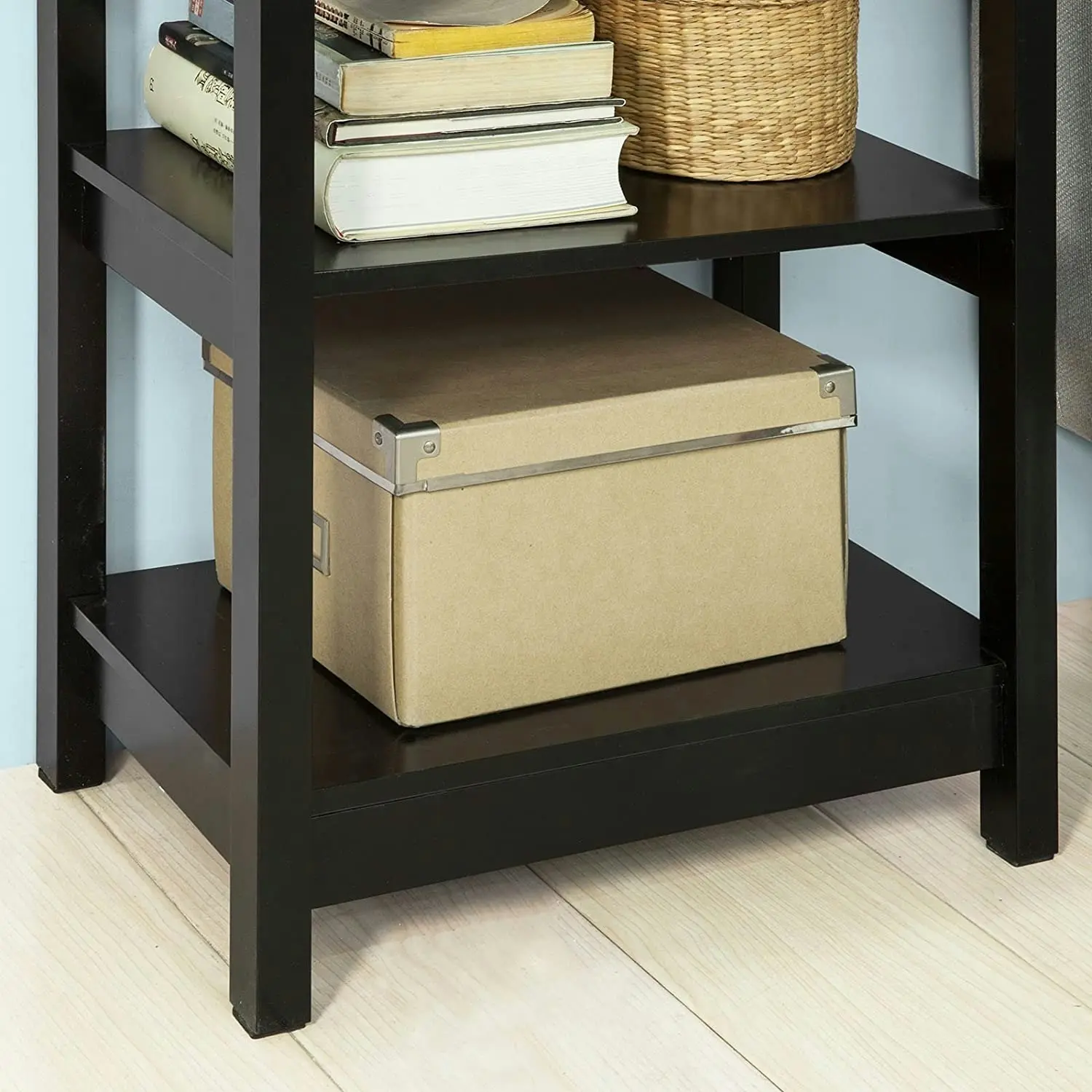 VIKUS Black Bedside Table with 1 Drawer and 2 Shelves