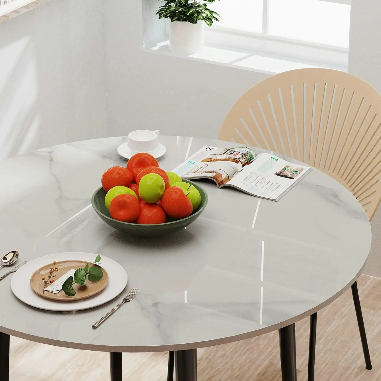 Kitchen Dining Table Marble Tabletop 80cm