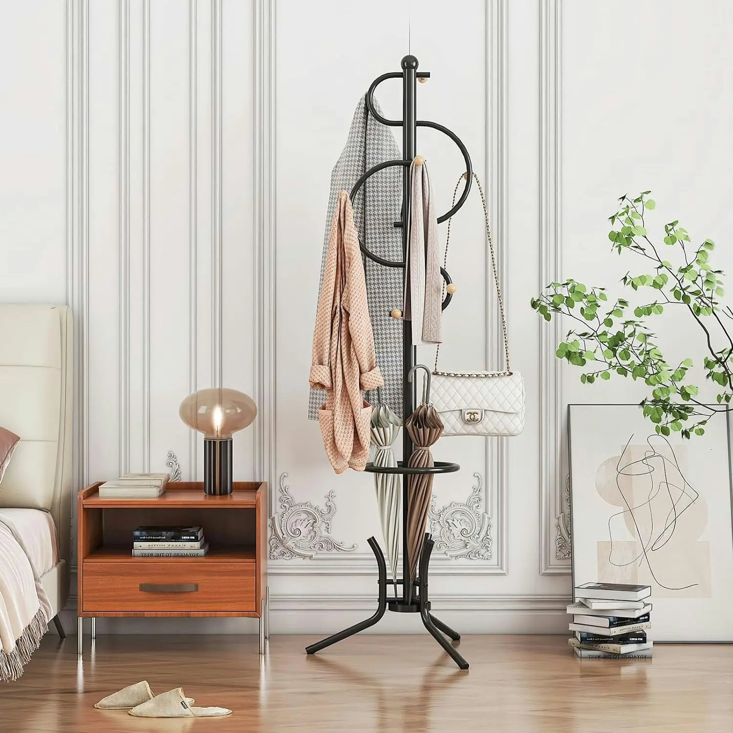 Coat Racks Freestanding Umbrella Holder 8 Hooks