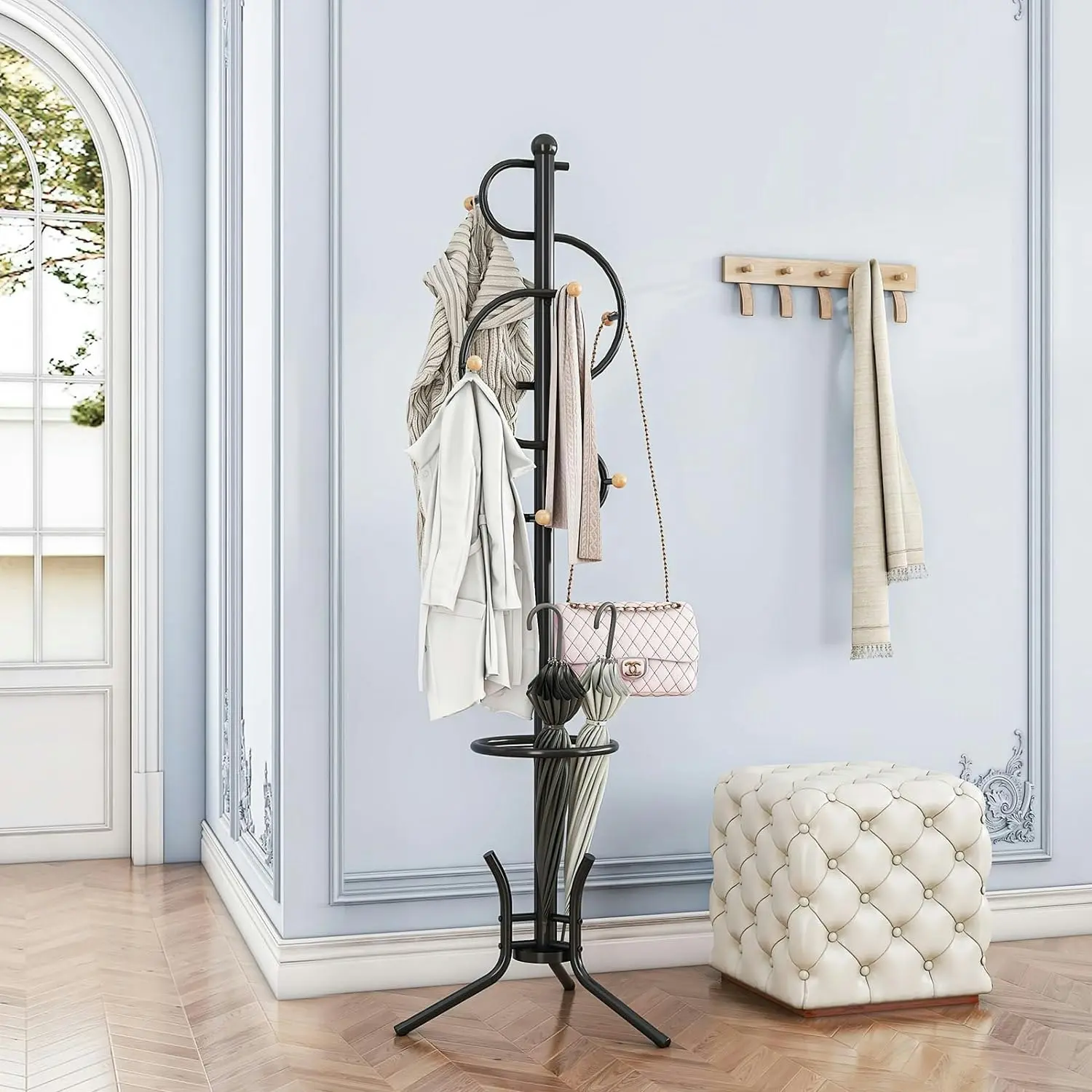 Coat Racks Freestanding Umbrella Holder 8 Hooks