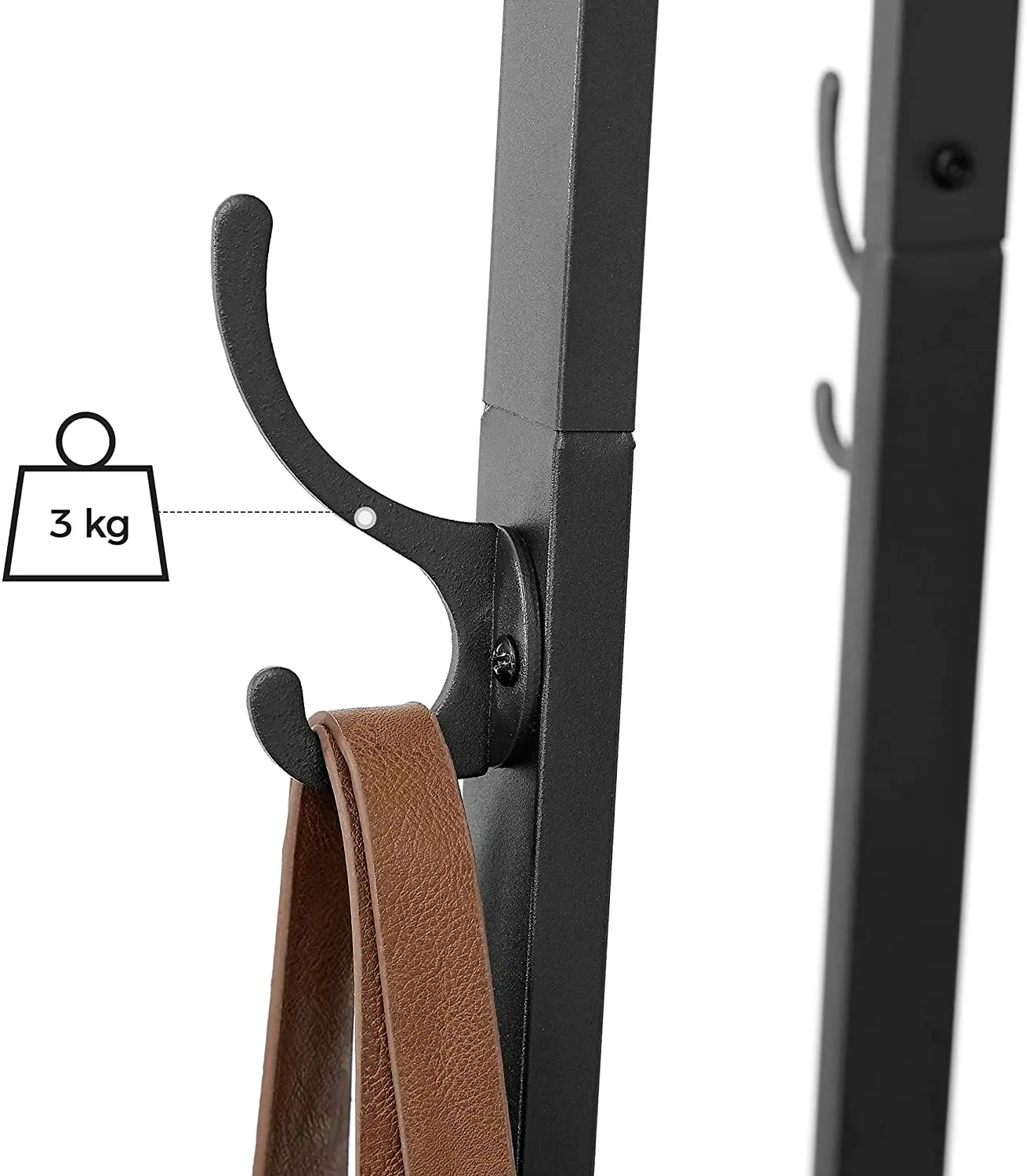 Coat Rack with 3 Shelves with Hooks , Rustic Brown and Black