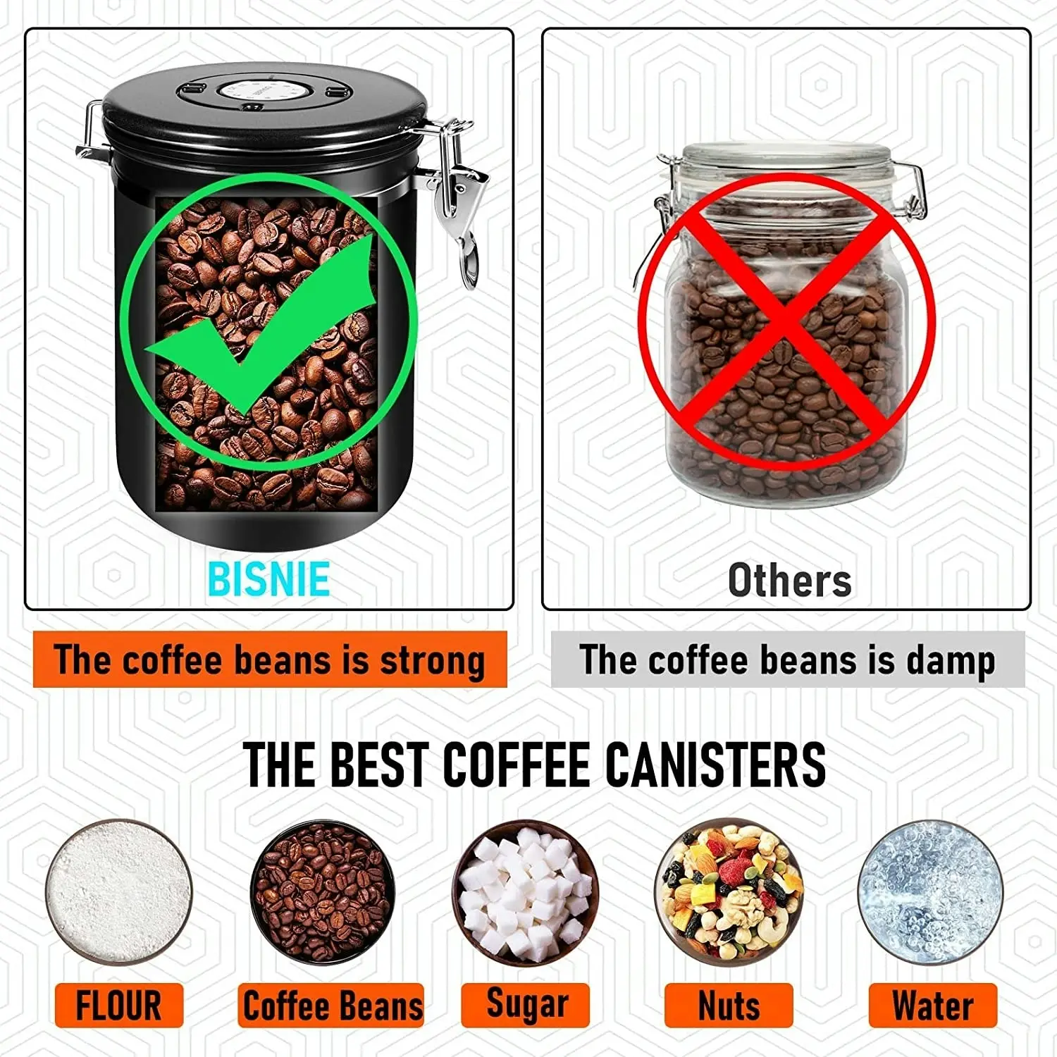 1.8L Airtight Stainless Steel Coffee Canister