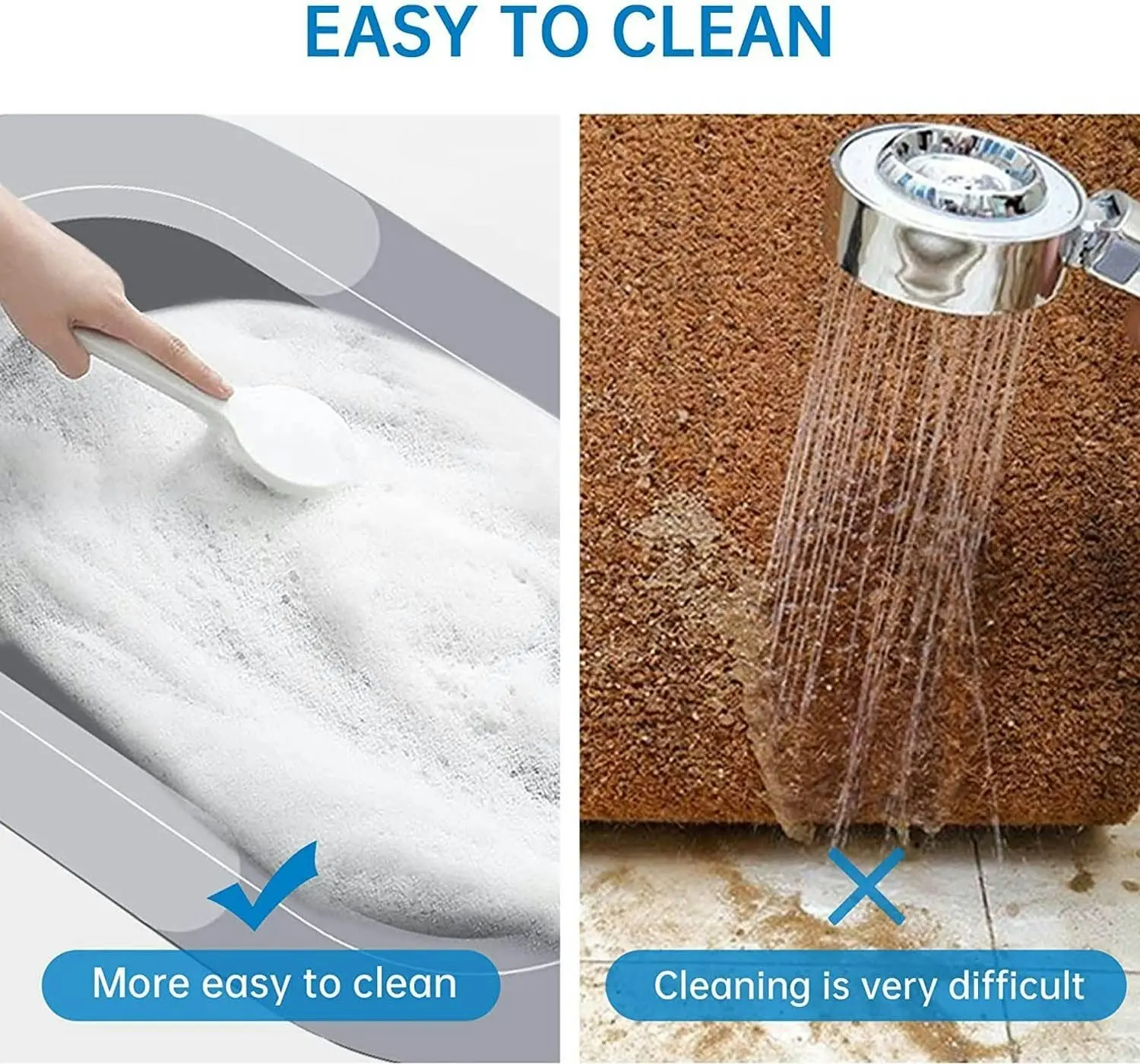 Quick Dry Bath Mat Rug 80x50cm Non-Slip Super Absorbent Dirt Resistant Bath Rugs