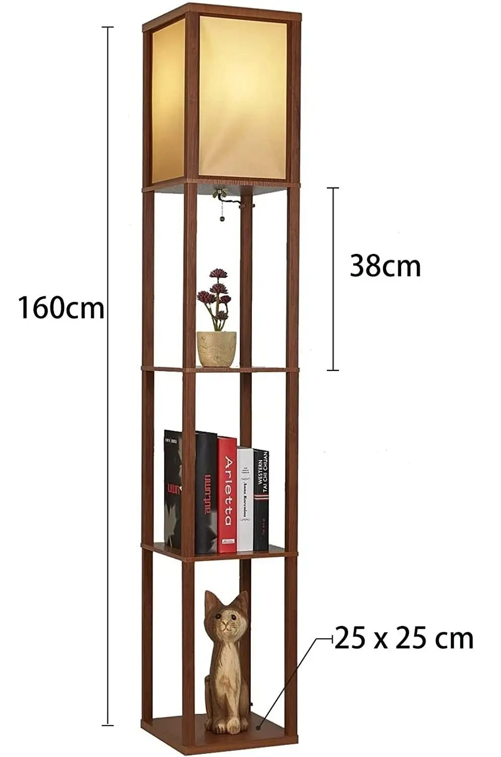 LED Shelf Floor Lamp with shelves (Brown)