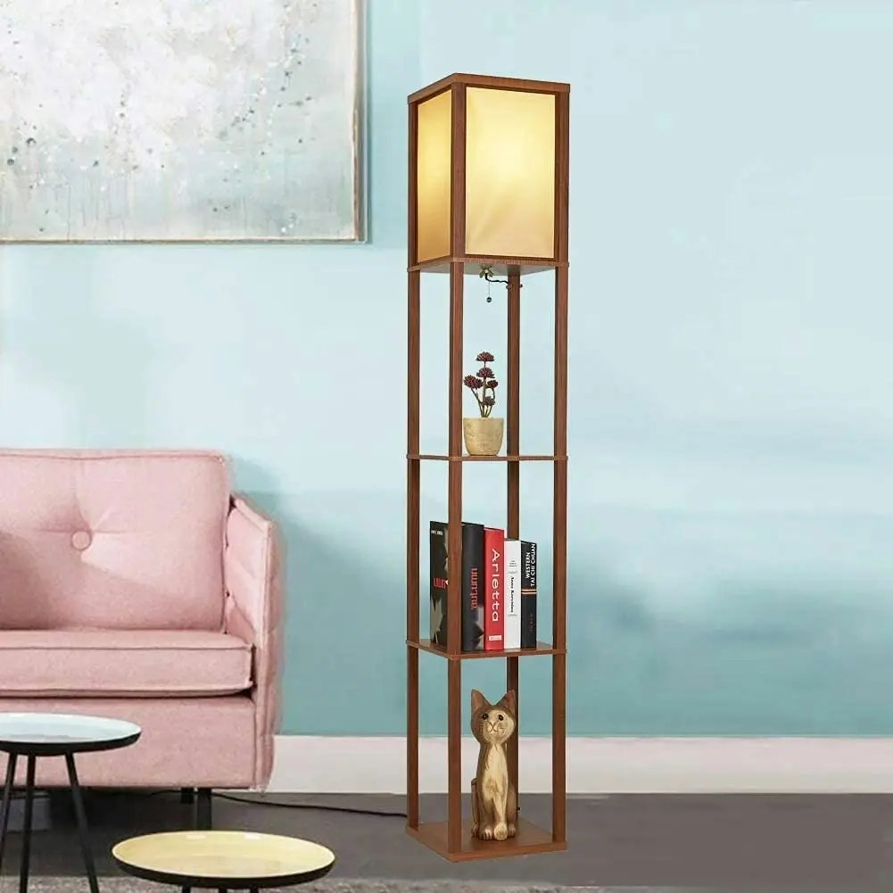 LED Shelf Floor Lamp with shelves (Brown)