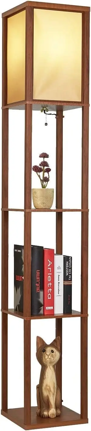 LED Shelf Floor Lamp with shelves (Brown)