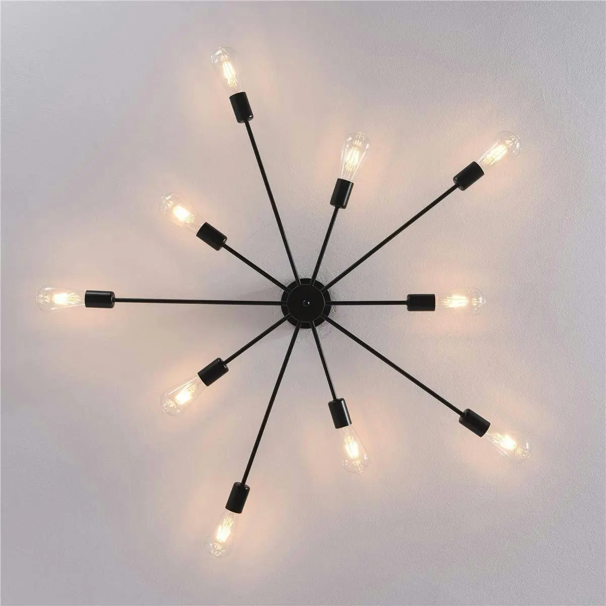 10 Lights, Modern Semi Mount Ceiling Light (Black)