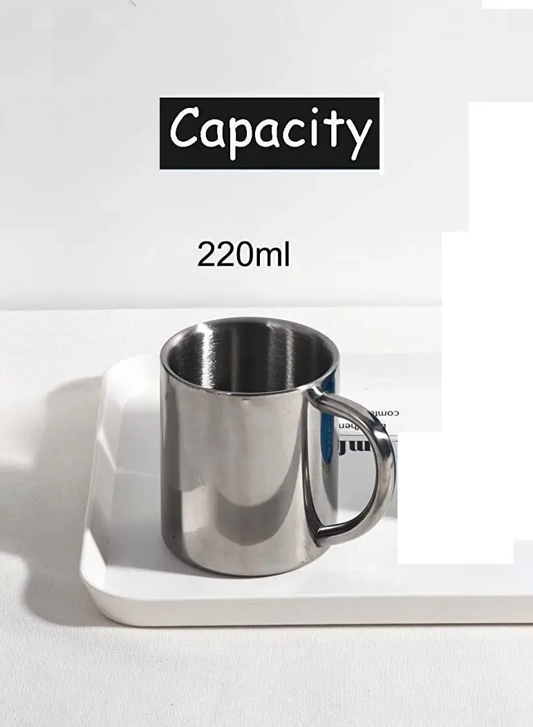 2 Pack Coffee Mugs Double Wall Stainless Steel Heat Insulation (220ml)