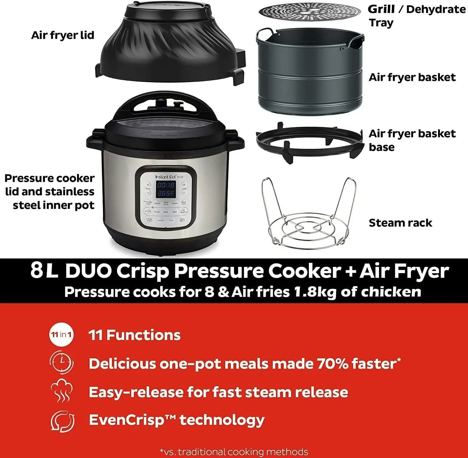 Pot Duo Crisp Air Fryer Multicooker 8L