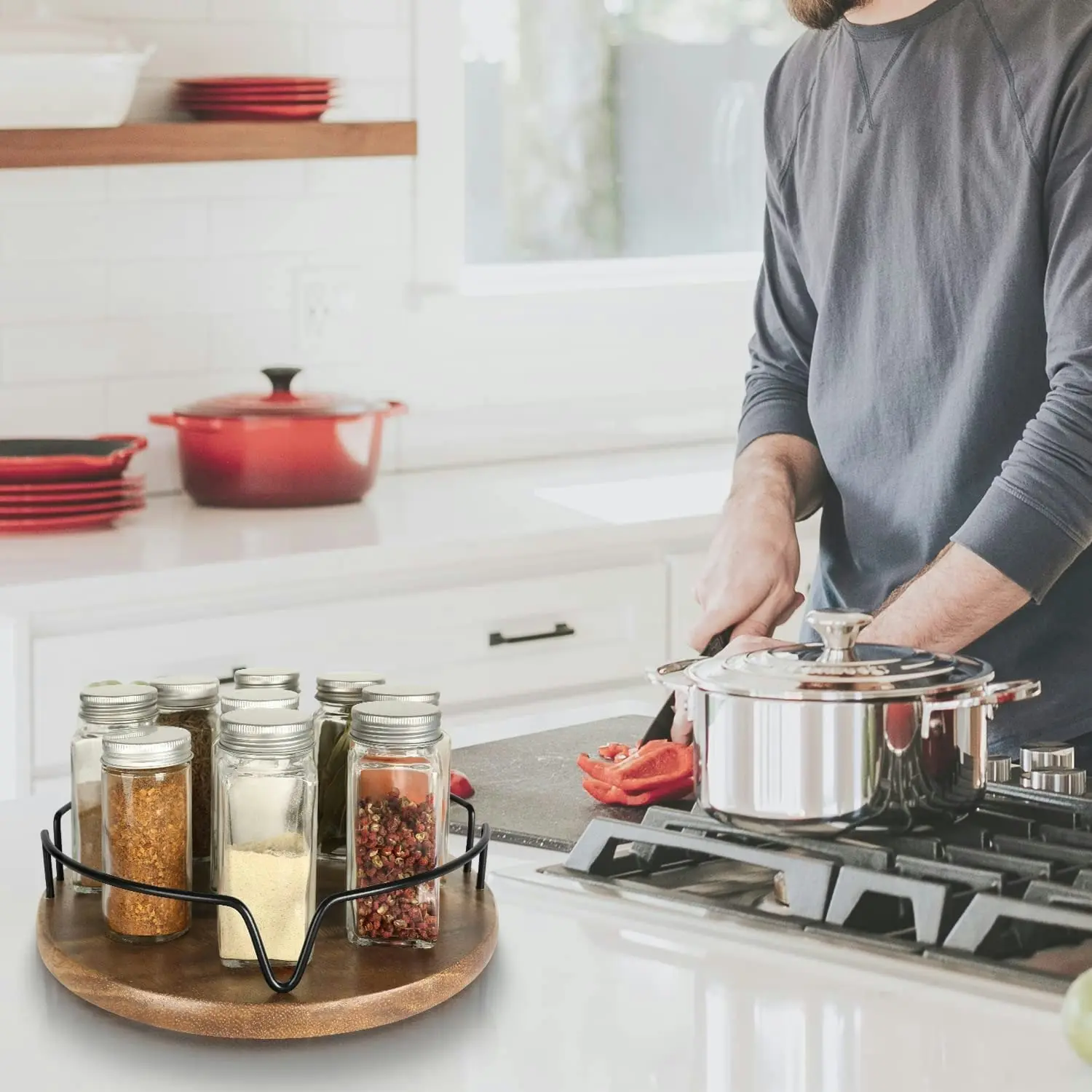 Lazy Susan Turntable 26cm Kitchen Cabinet Spice Rack Organizer 360 Degree Turning