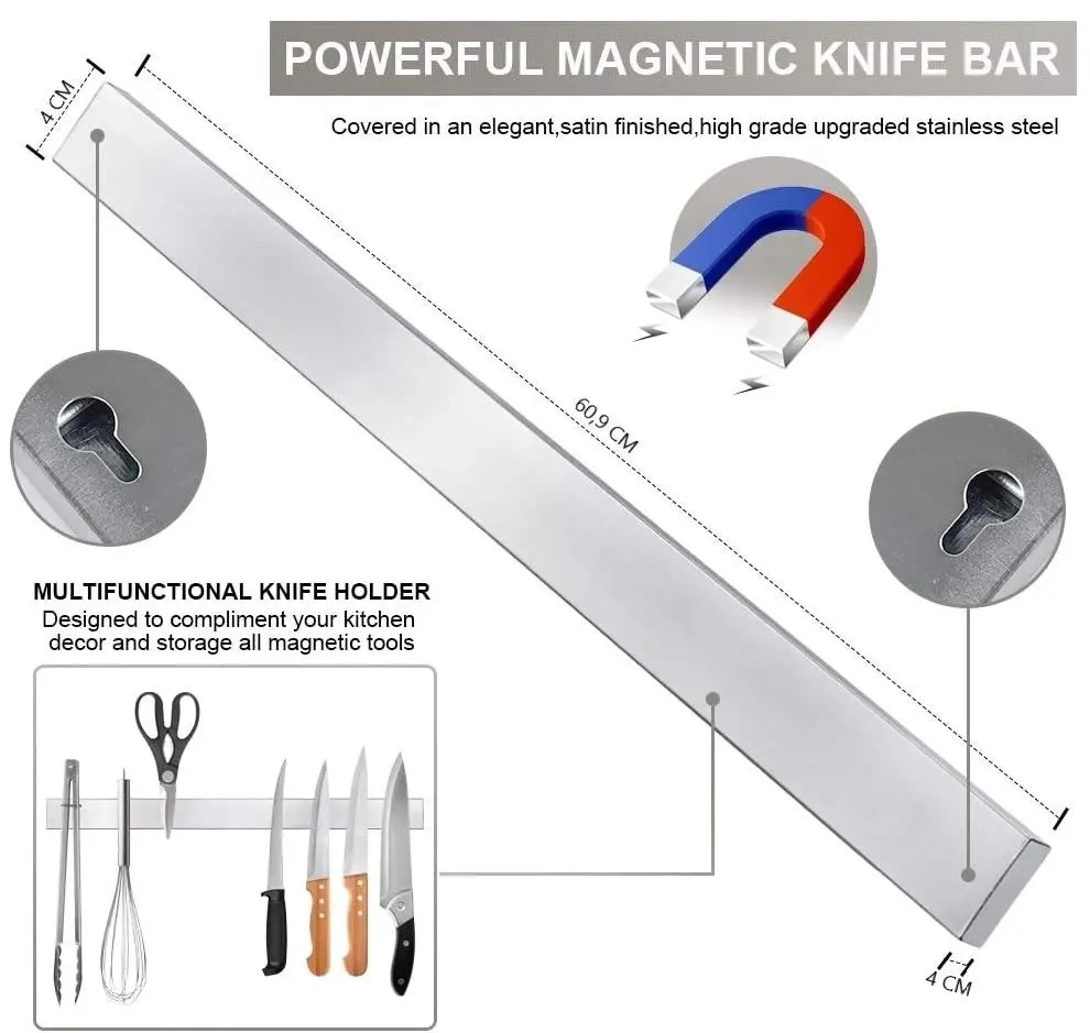 60 cm Magnetic Stainless Steel Knife Holder