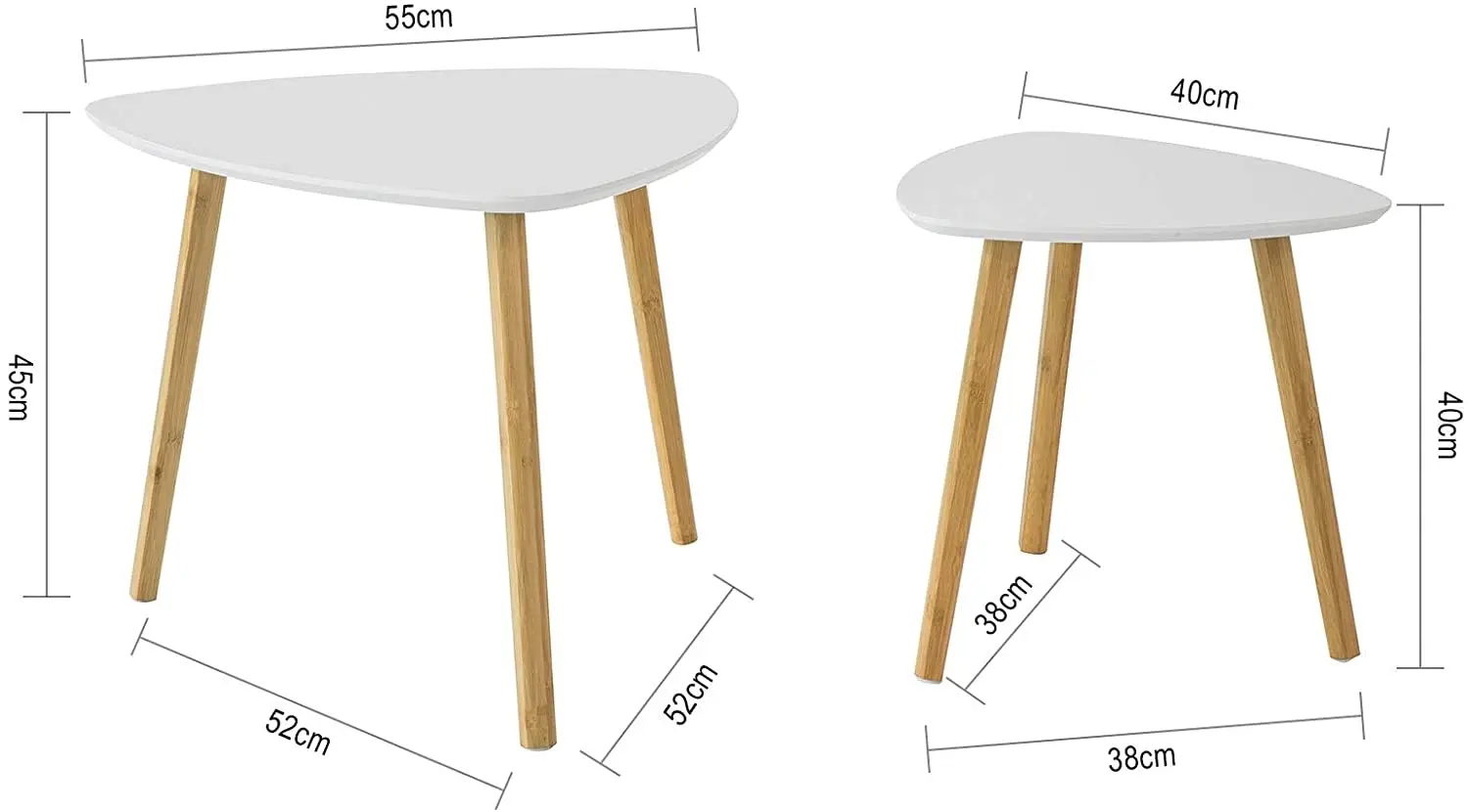 VIKUS Set of 2 White Side Nesting Tables