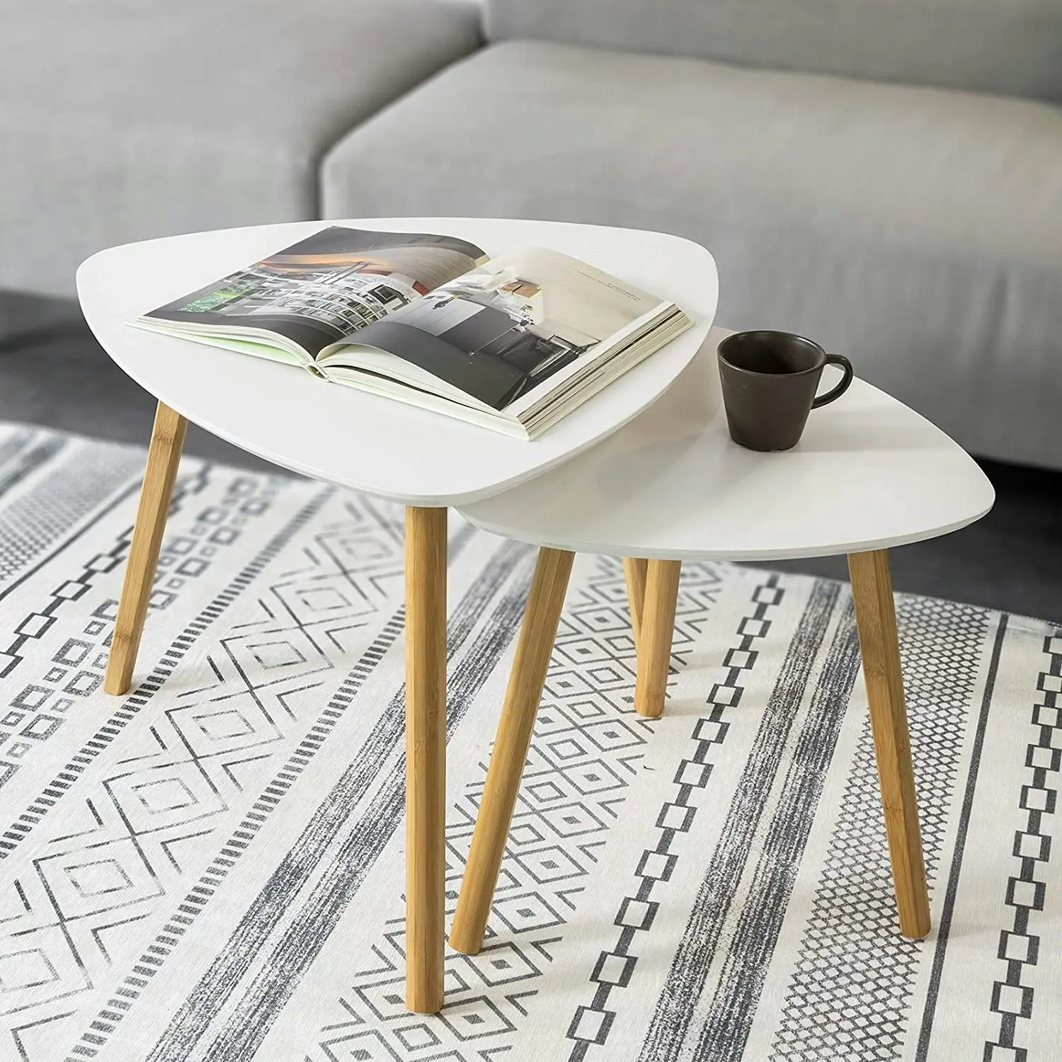 VIKUS Set of 2 White Side Nesting Tables