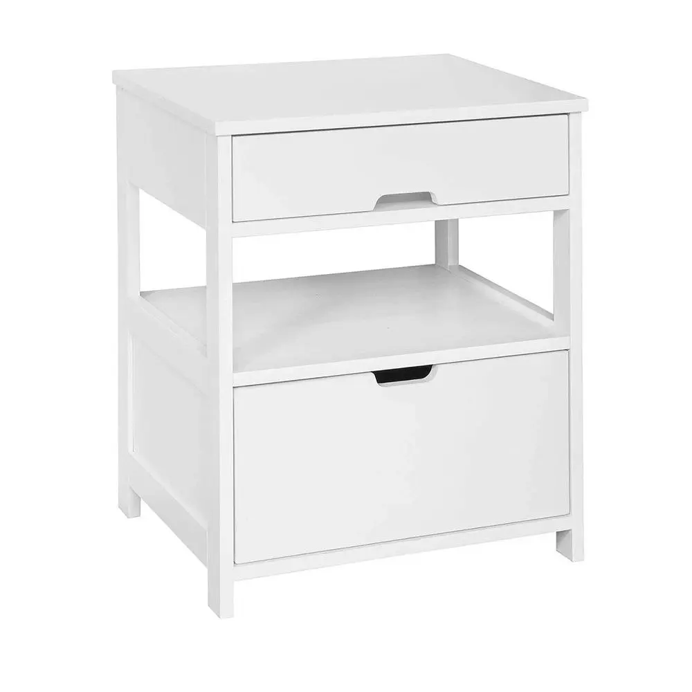 CARLA HOME White Bedside Table with 2 Drawers